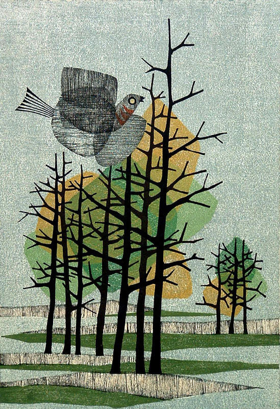 Fumio Fujita (Japanese, born 1933) Bird in Tree 1963 woodblock