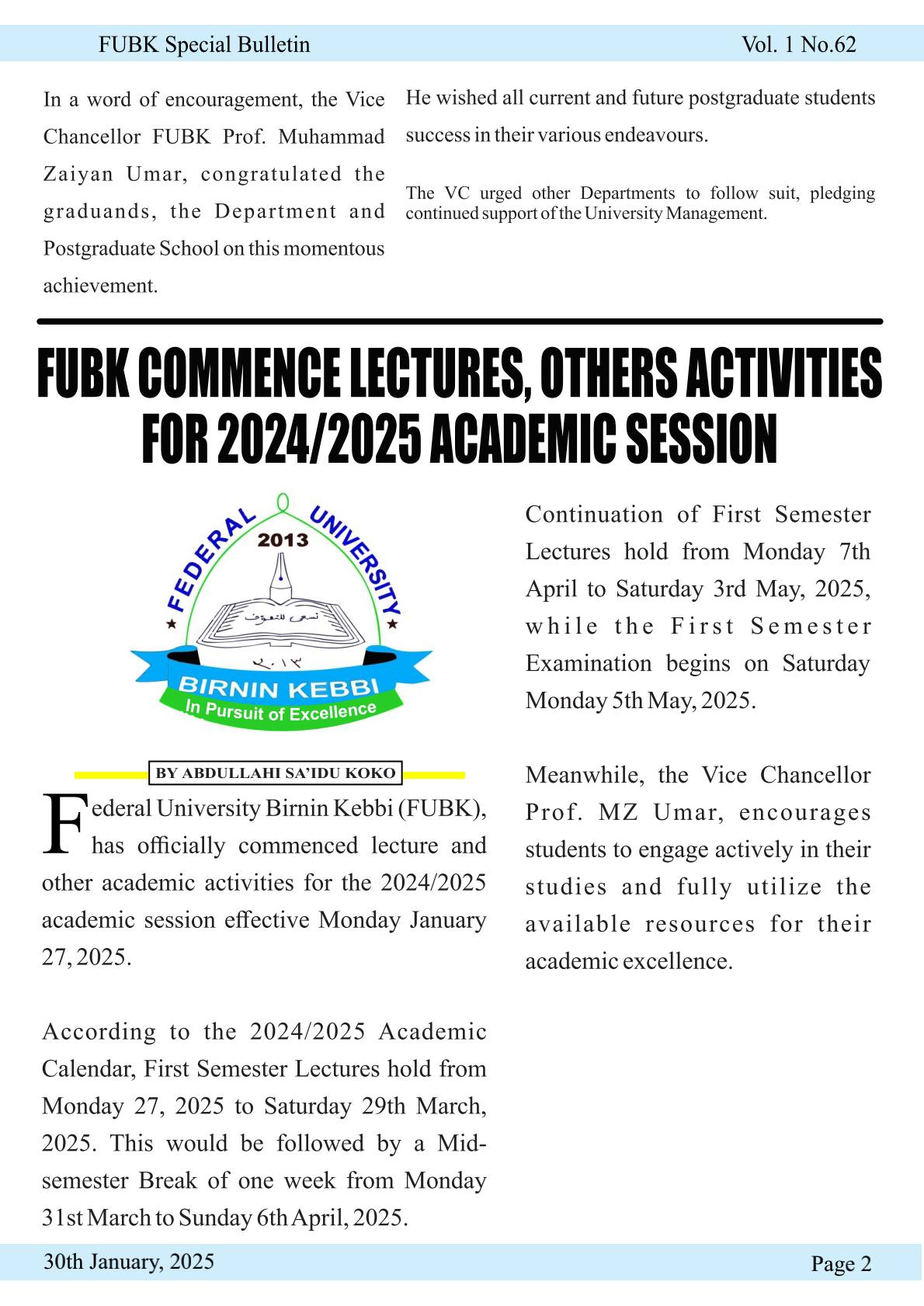 Federal University... - Federal University Birnin Kebbi