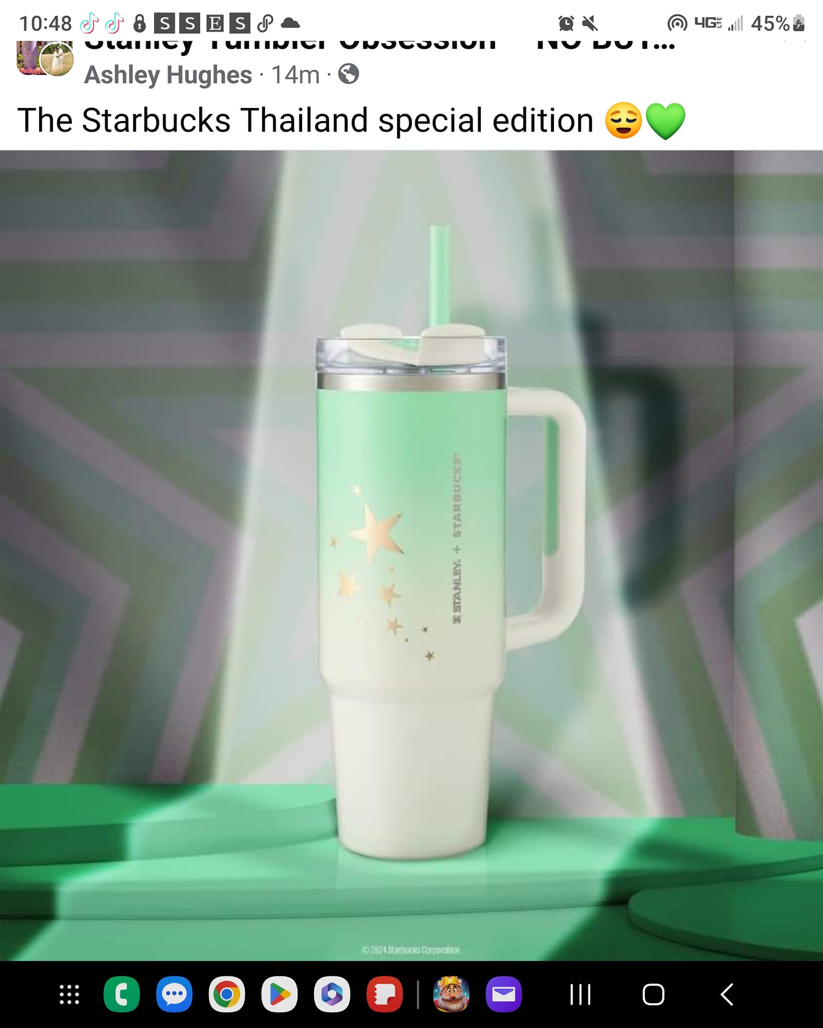 Starbucks Thailand 2025 Stanley shocking pink stainless steel cup