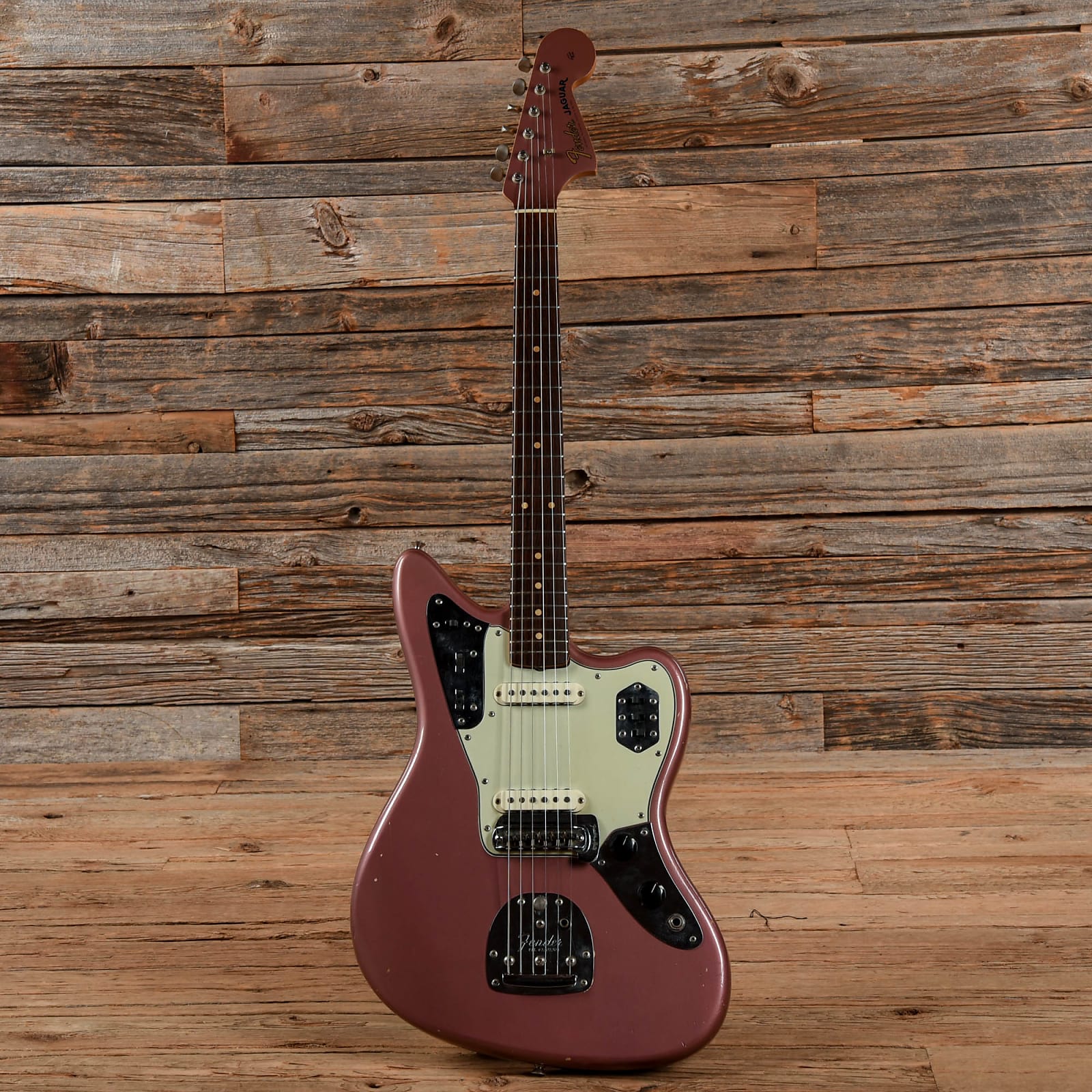 Fender's rare burgundy mist color on Jaguar guitars