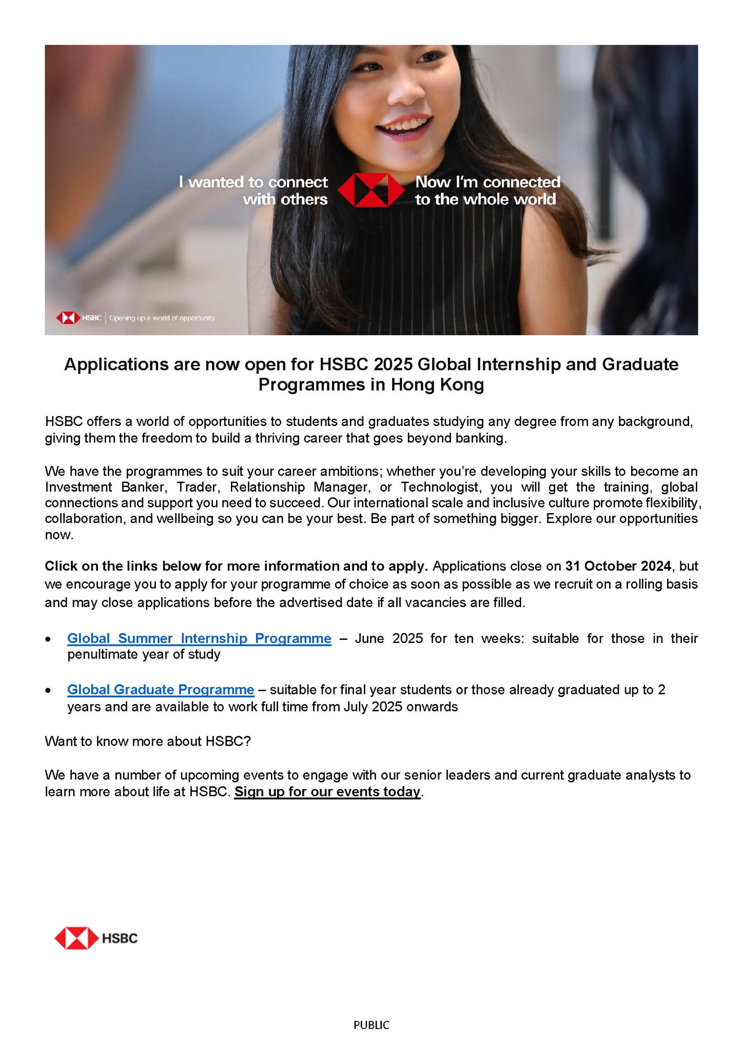 CityU - 【2025 HSBC Global Internship and Graduate Programmes Hong Kong ...