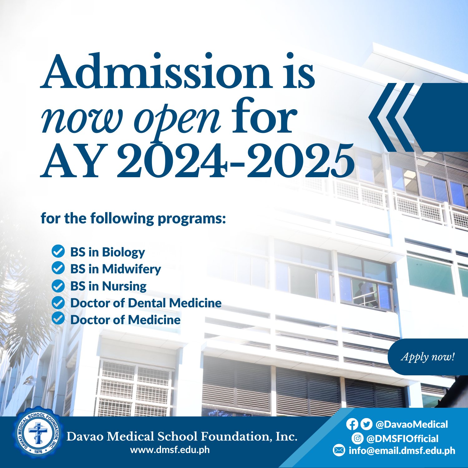 Davao - Admission is now open for AY 2024-2025 for the following ...
