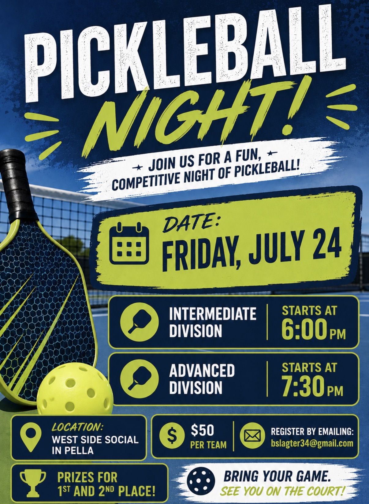 Pickleball Tournament in Pella