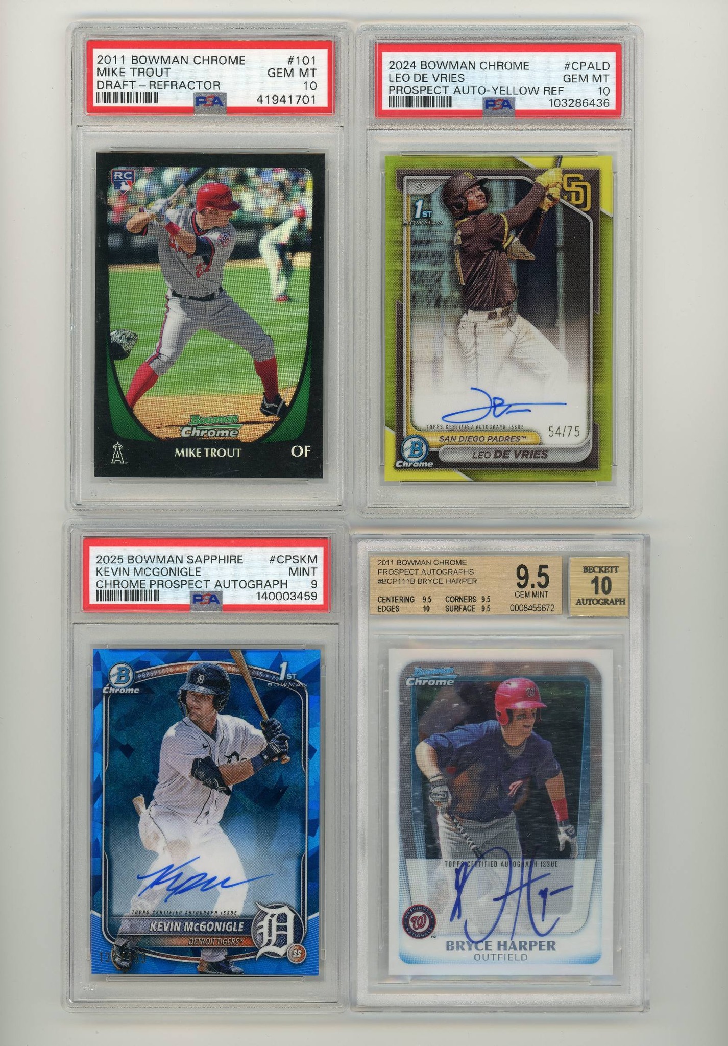 For Sale: Mike Trout Bowman Refractor RC PSA 10- $1050 Leo de 