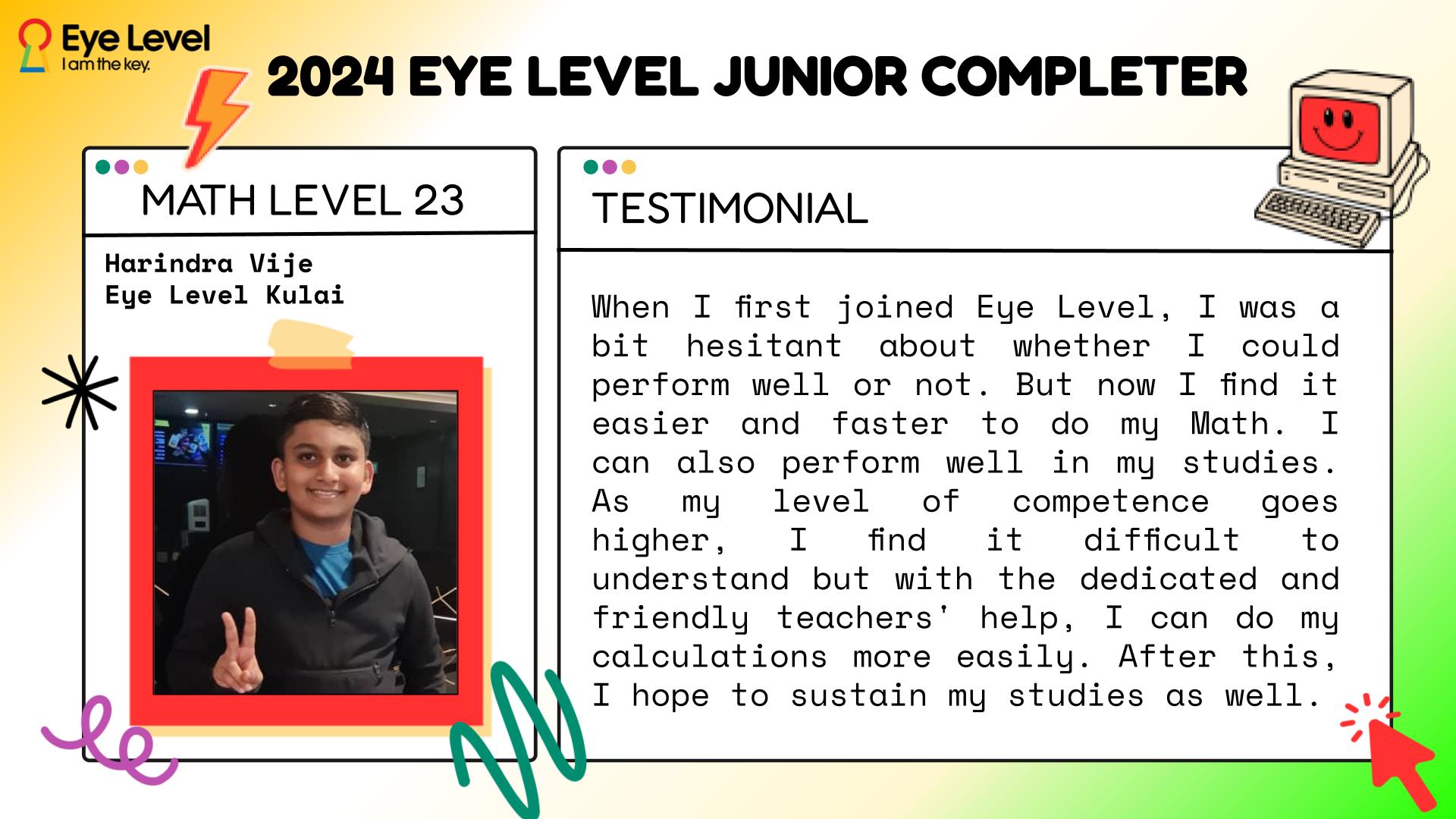 Eye - Harindra Vije's journey with Eye Level Math at Kulai, Johor ...
