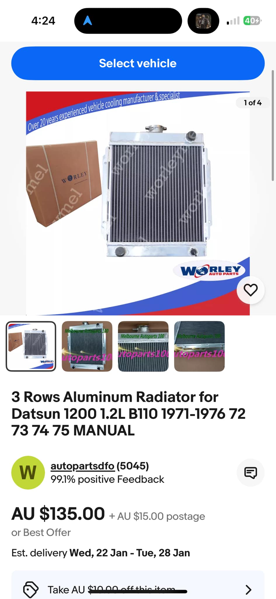 3 row Alumnum Radator for 80 Seres Landcruser 1HZ Desel & 1HDT