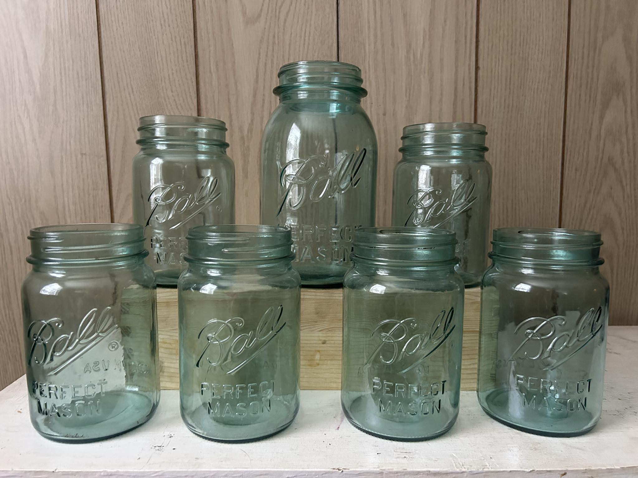 Vintage Ball Perfect Mason jars with blue tint
