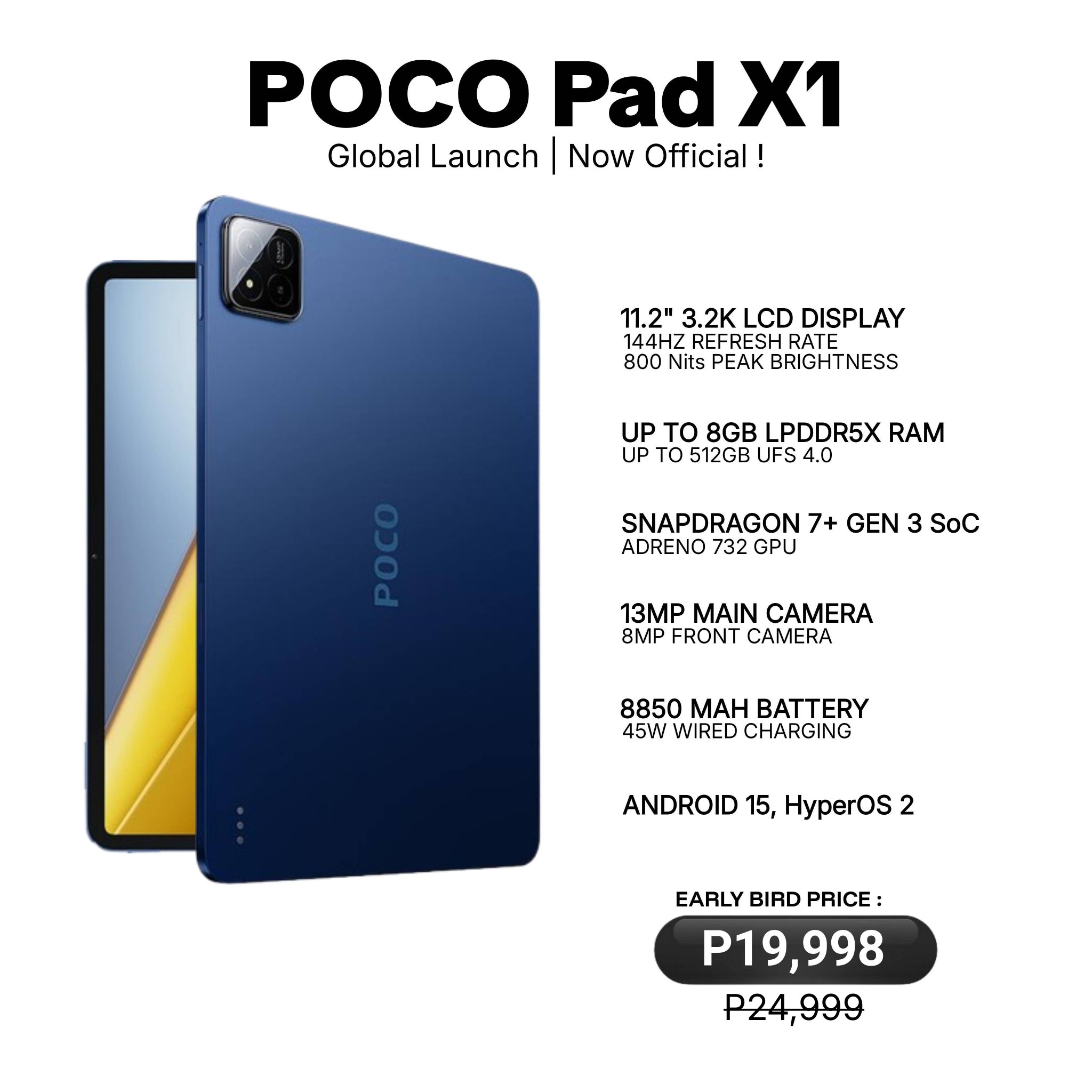 Unopened New POCO Pad X1 Gray 8GB 512GB Global Version