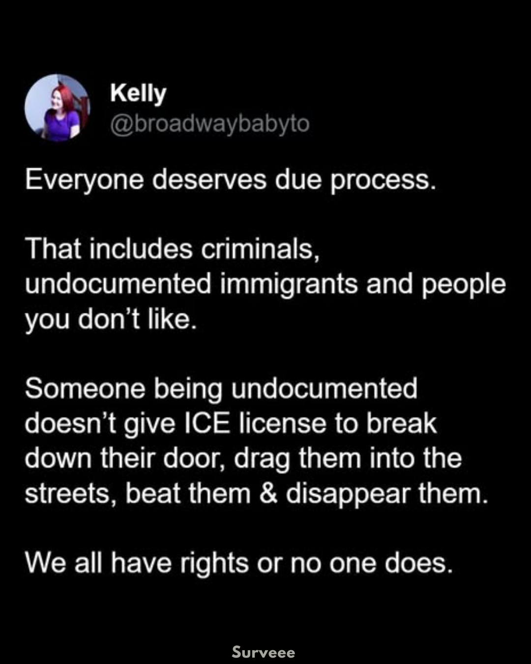 Surveee - Kelly’s tweet about due process strikes a... | Facebook