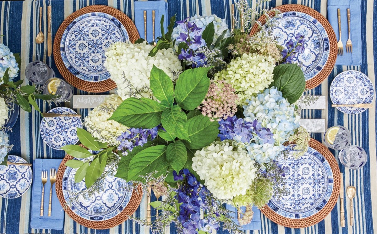 Heather Chadduck Hillegas filled blue and white jars with