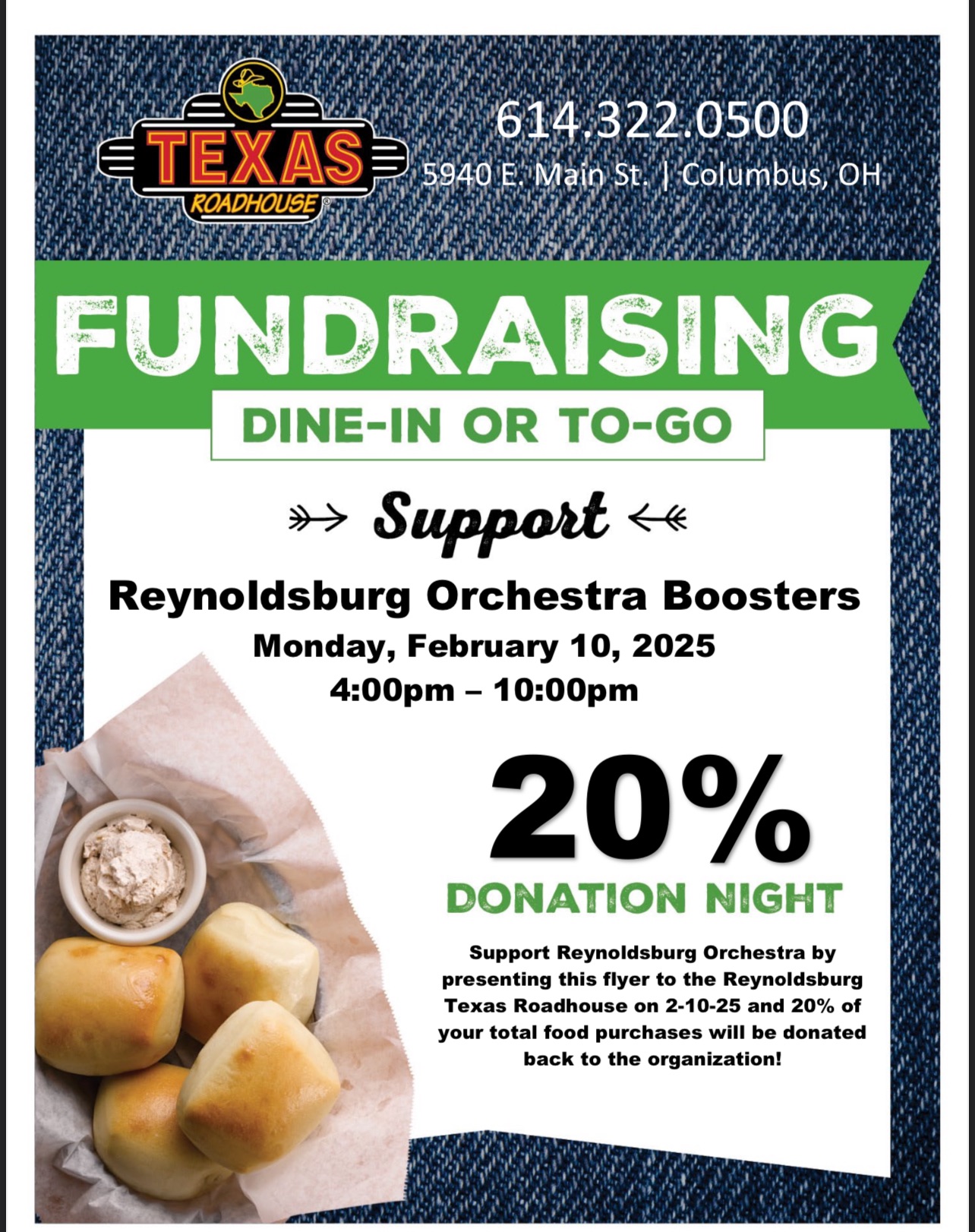 Texas Roadhouse Dine-In or To-Go Night!