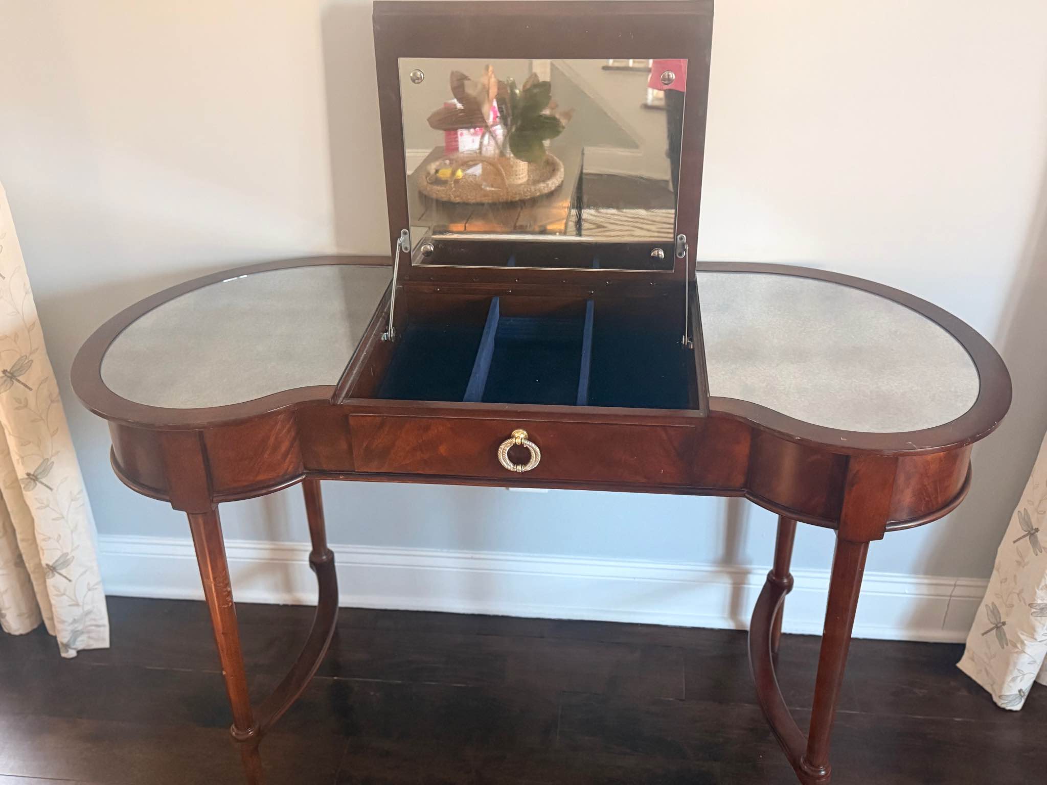 Antique mahogany, kidney shaped vanity table - Tables - Old Tappan, New