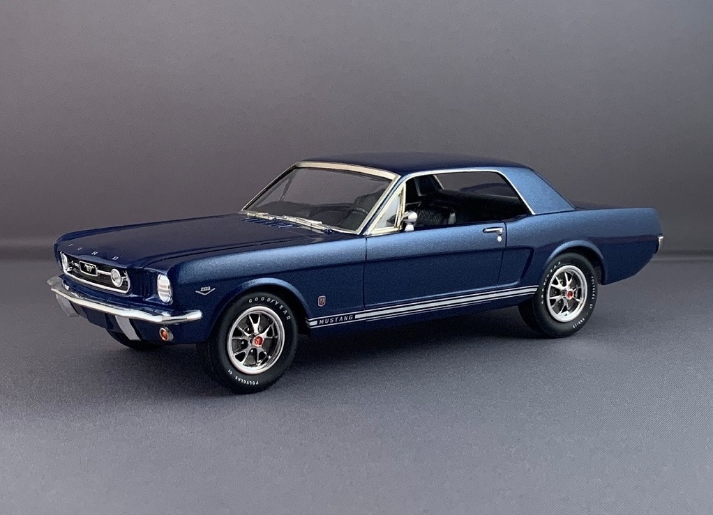 Finished AMT '66 Mustang Fastback model with Hell Drivers decals