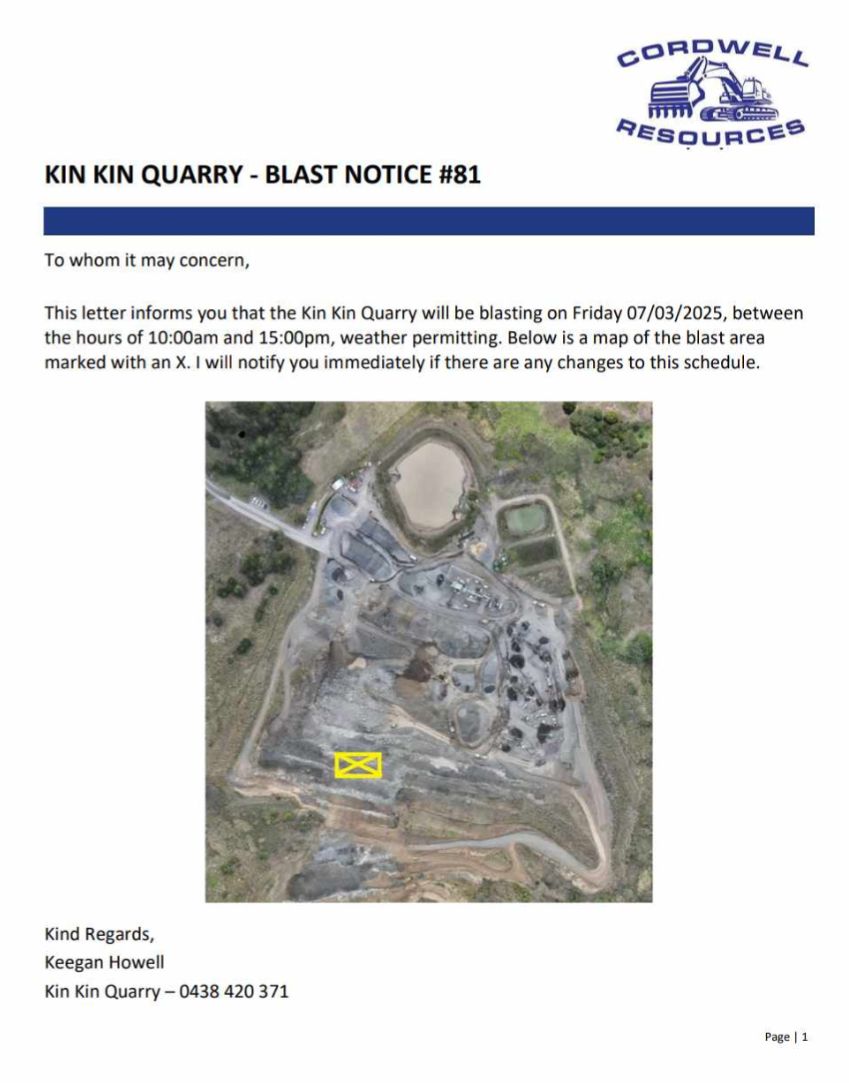💥 KIN KIN QUARRY BLAST FRIDAY 7th... - Save Noosa Hinterland | Facebook