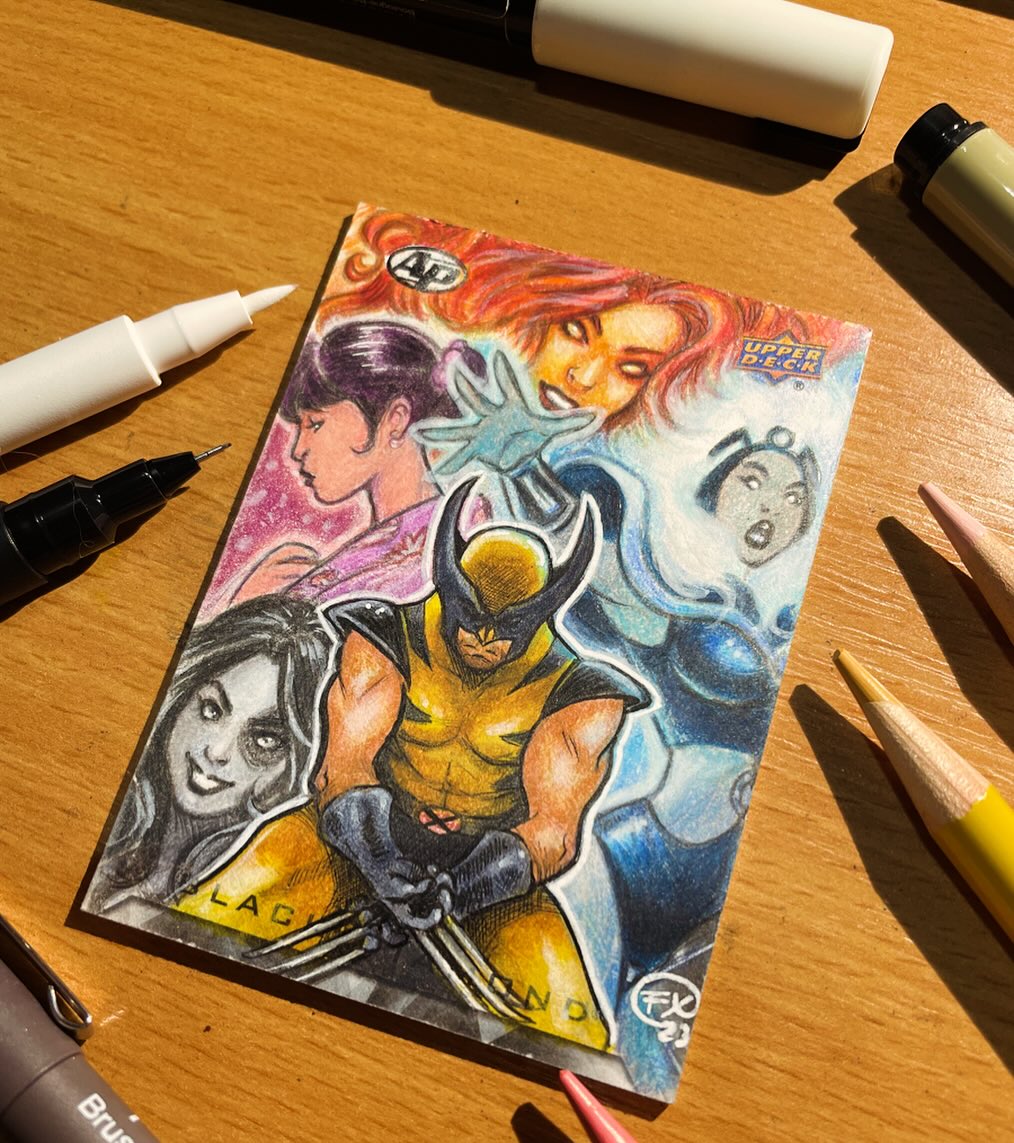 2017 Upper Deck Marvel Premier X-Men quad panel sketch card