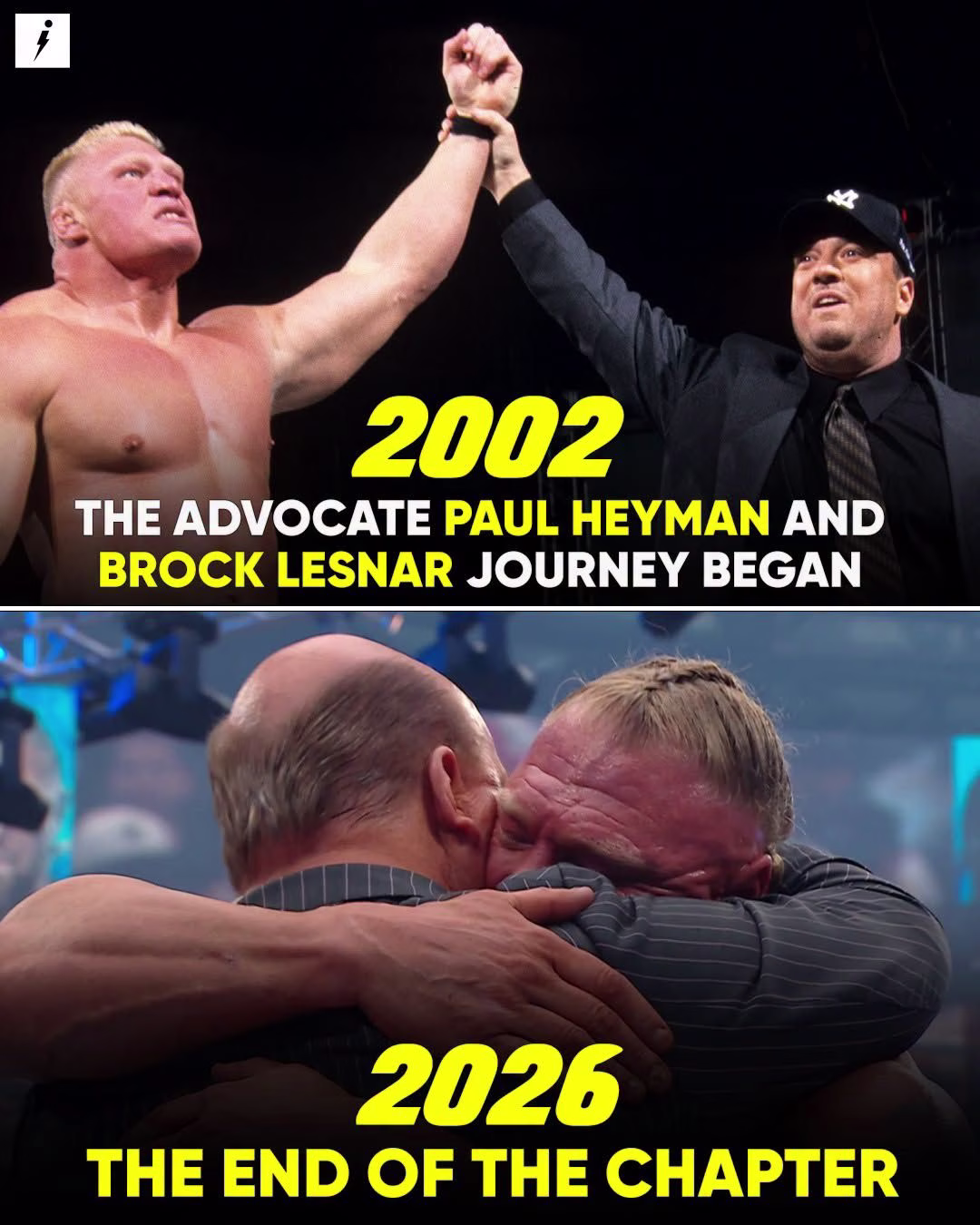 2002 ➡️ 2026 💔 Paul Heyman & Brock Lesnar… a legendary journey