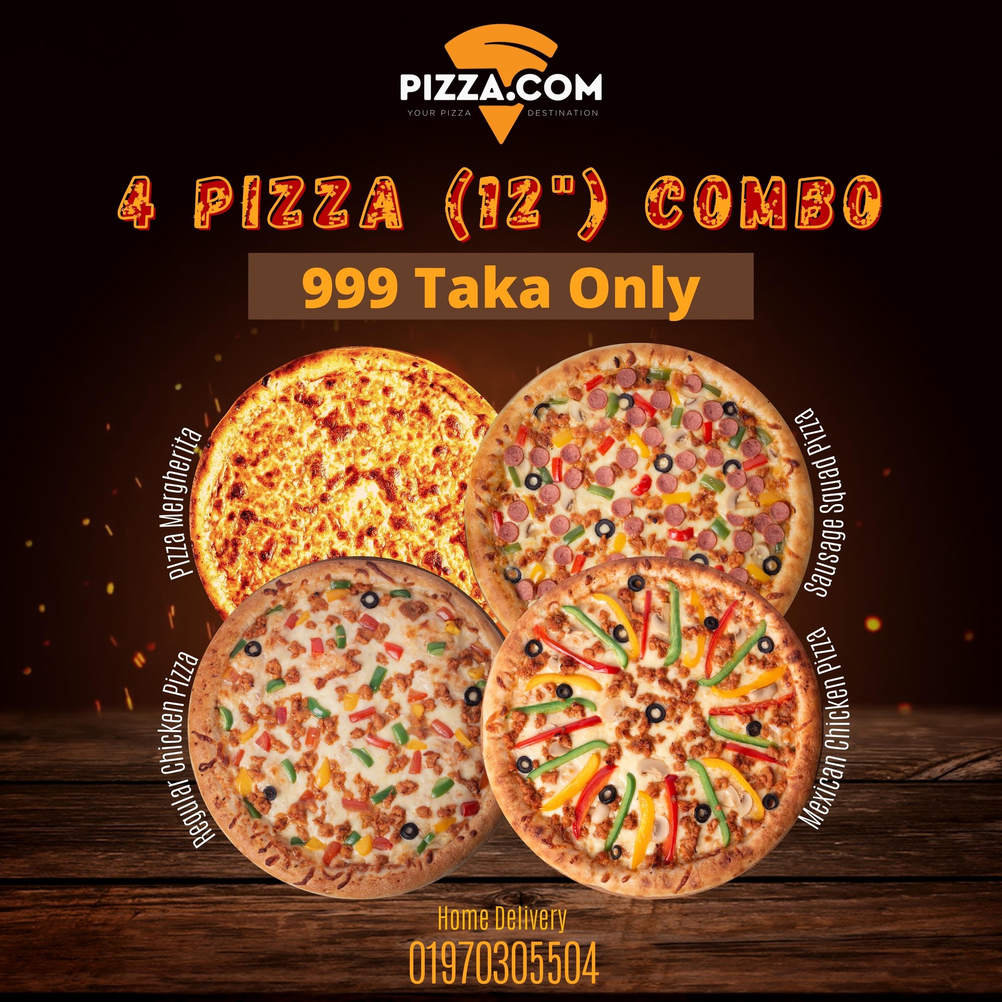 Pizza.Com - 🔥 4 PIZZAS for JUST 999 TAKA! 🔥 Yes, you read... | Facebook