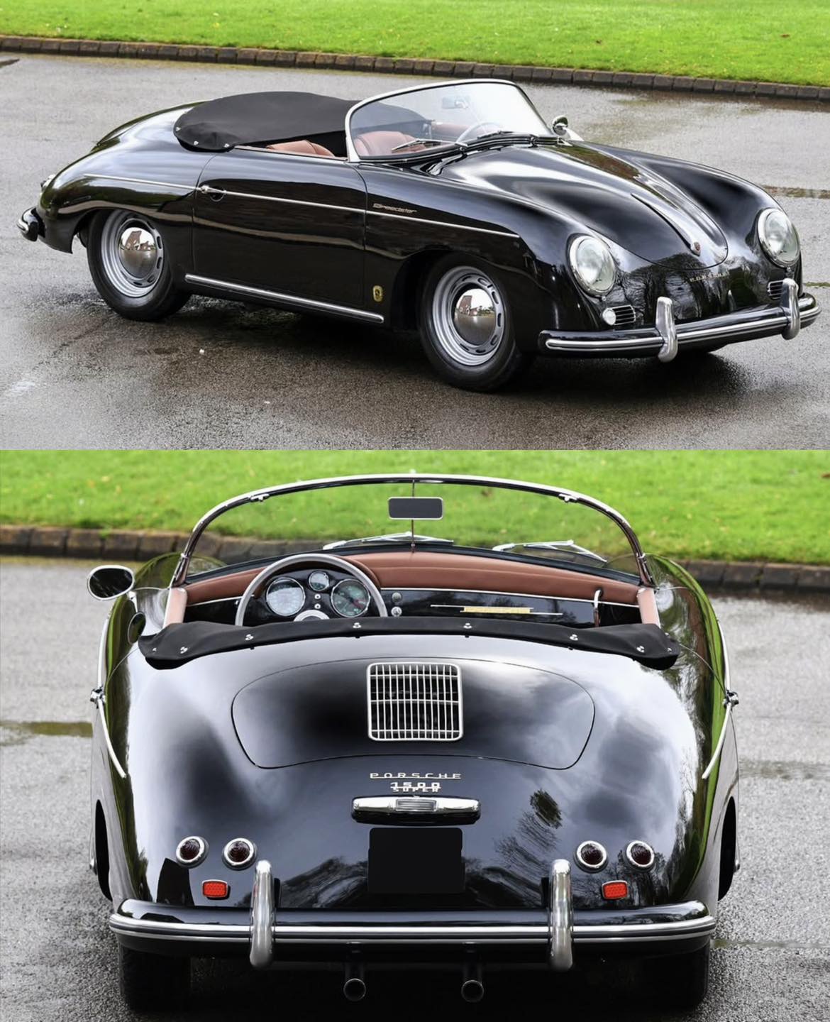 Check out this pristine black Porsche 356 Speedster!