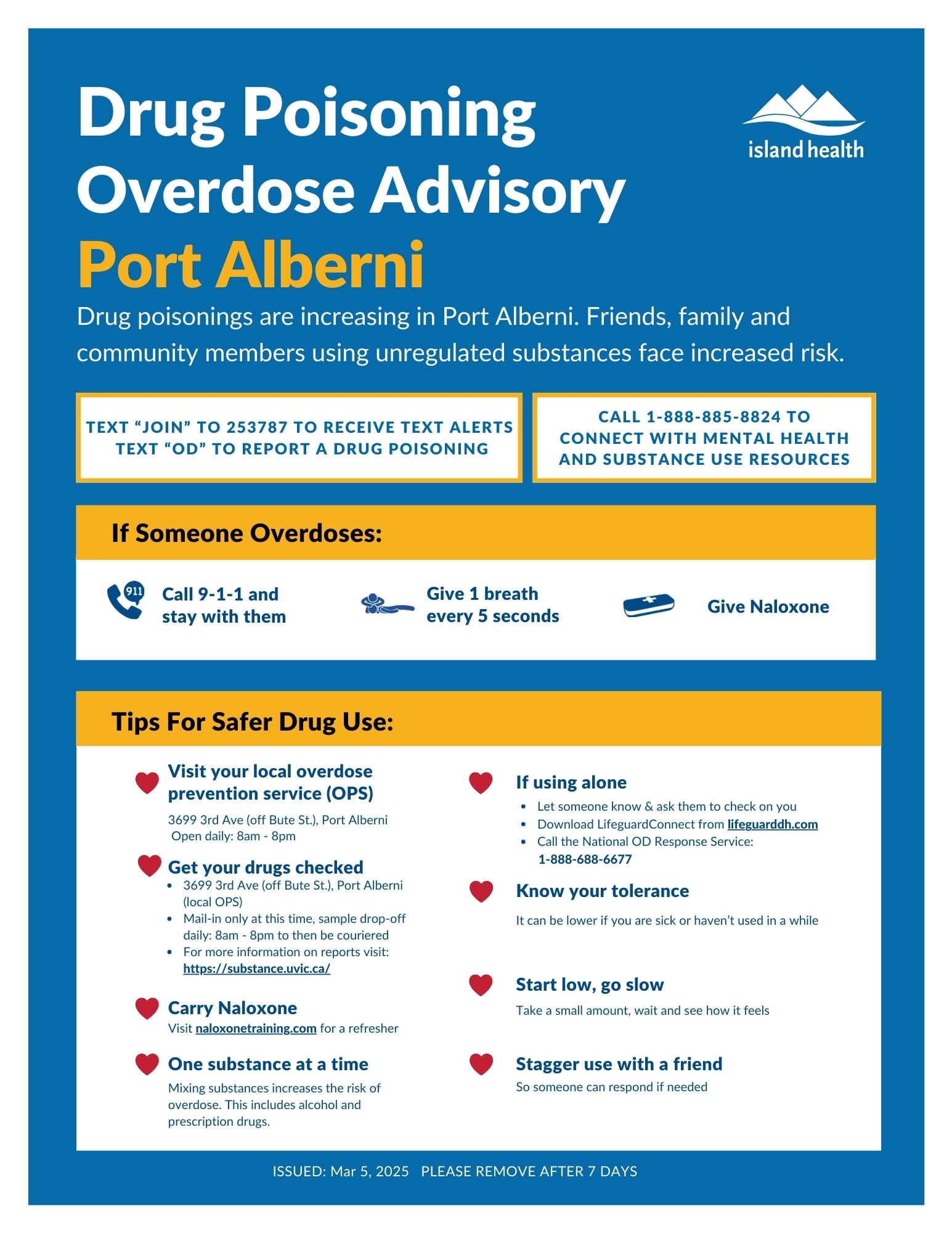 Island - PLEASE SHARE: A Drug Poisoning/Overdose Advisory has been ...