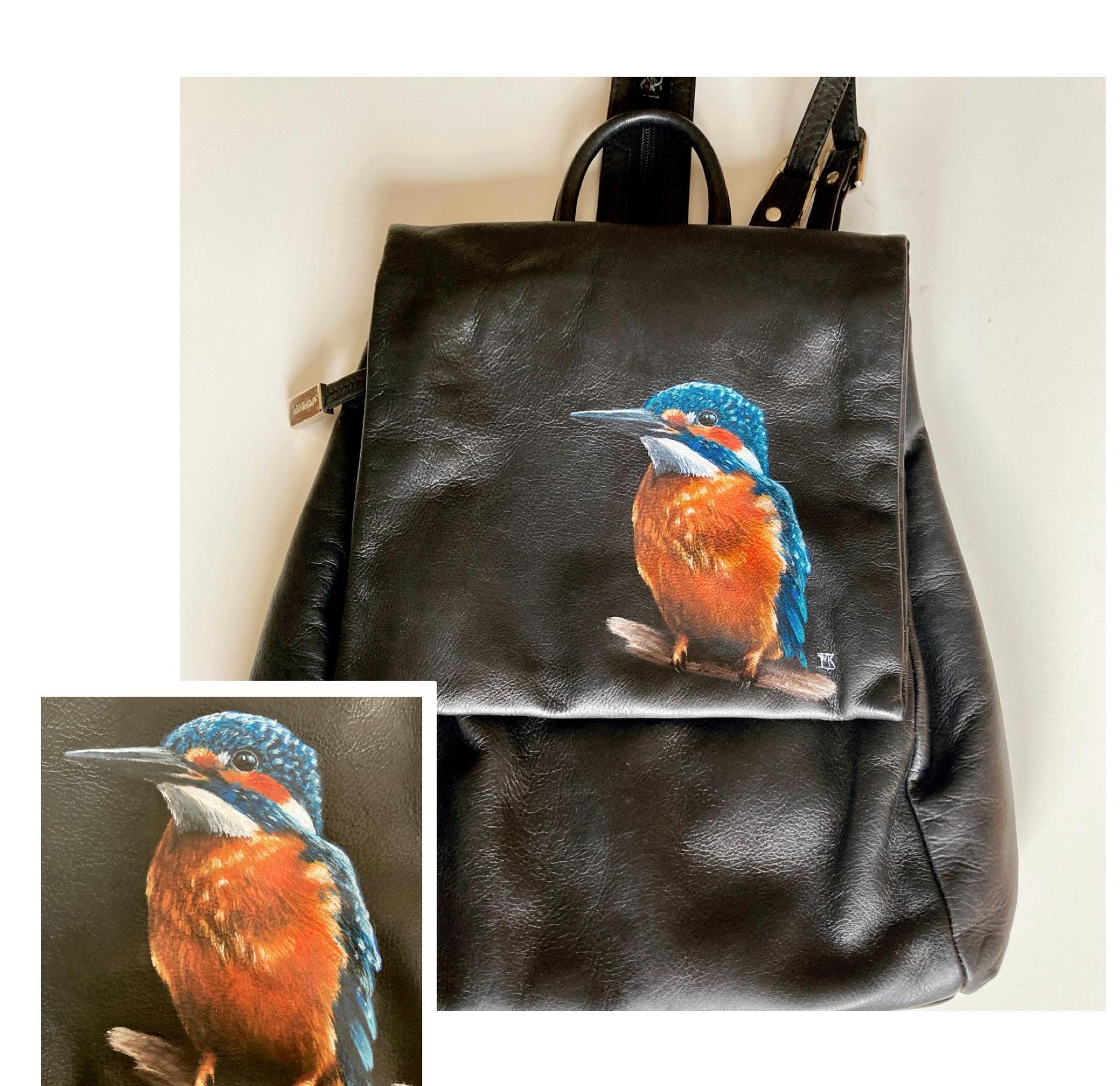 Handmade leather bag and painting art