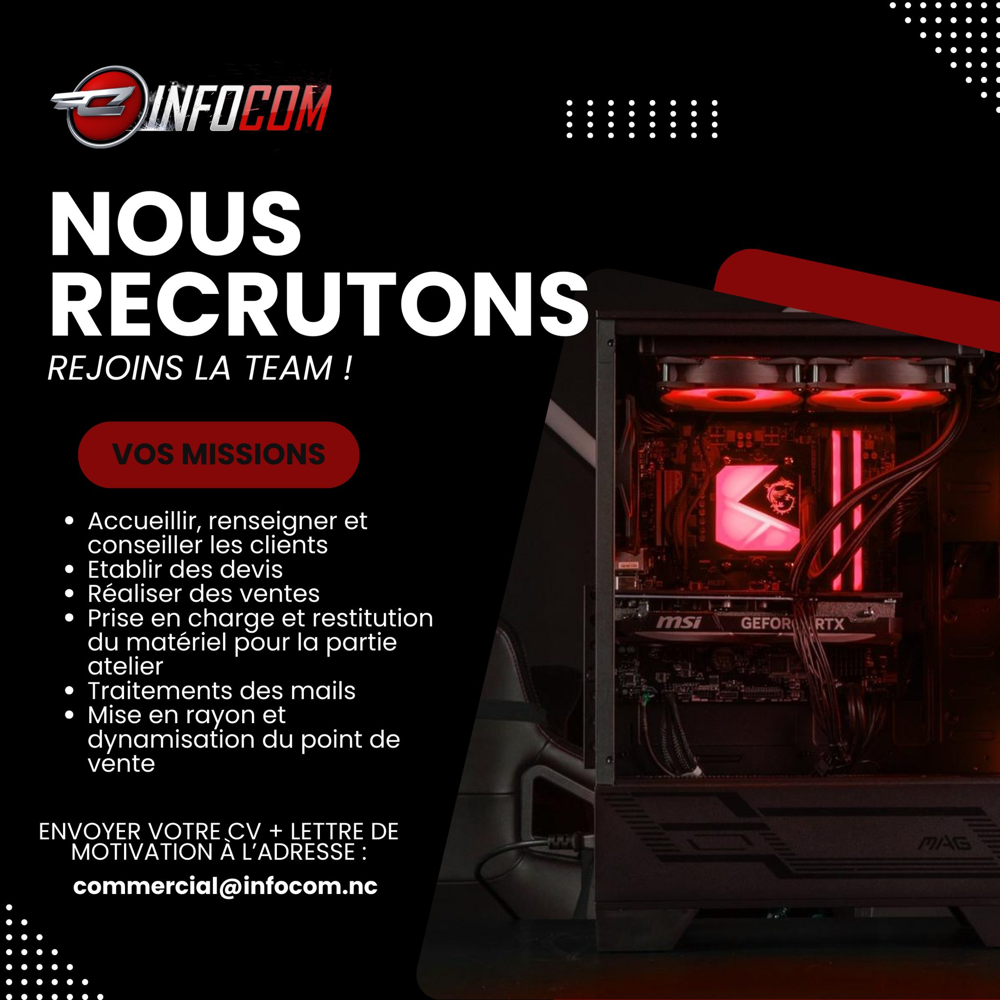 Infocom - 📢 Nous recrutons un Technico-Commercial Informatique ! 📢 ...
