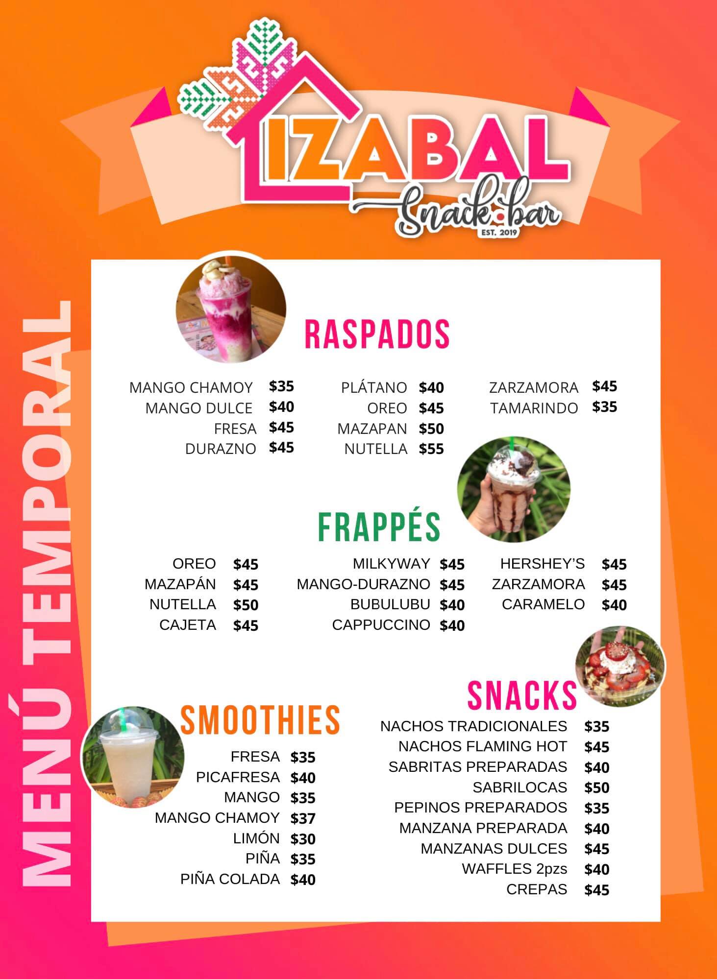 Izabal Frappés - Te compartimos nuestro MENÚ TEMPORAL! 🙆🏻‍♀️