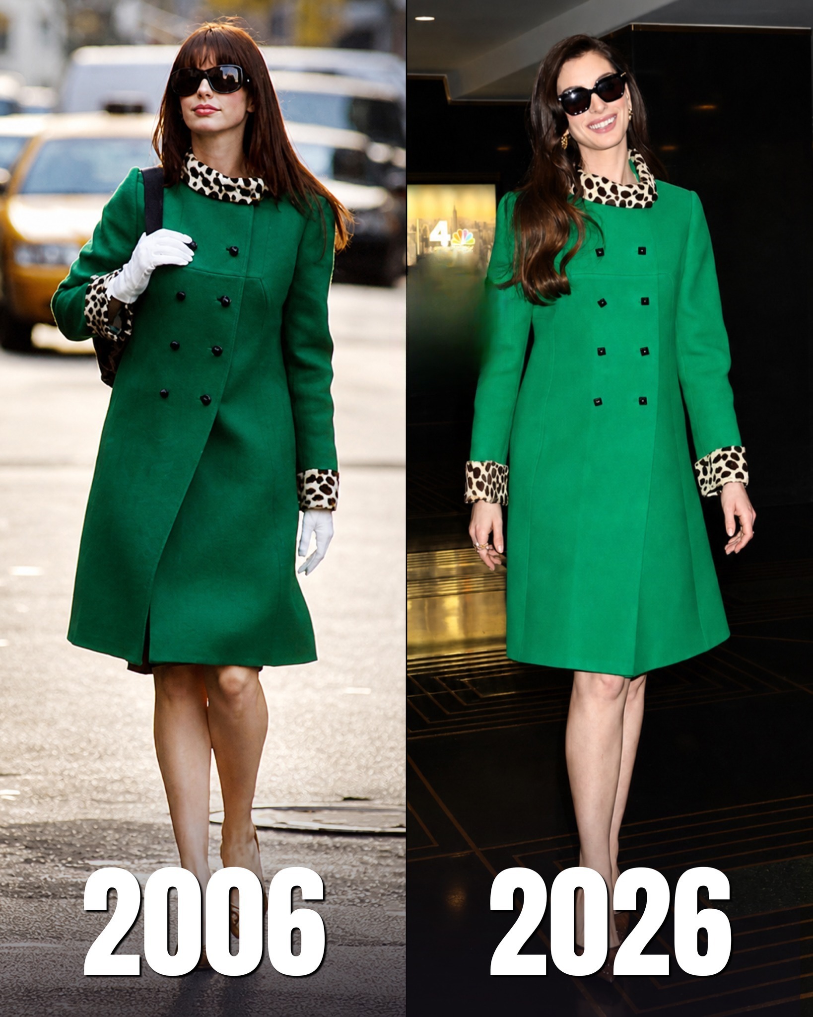 andy sachs green dress Anne Hathaway's iconic outfits as in The Devil Wears Prada andy sachs before