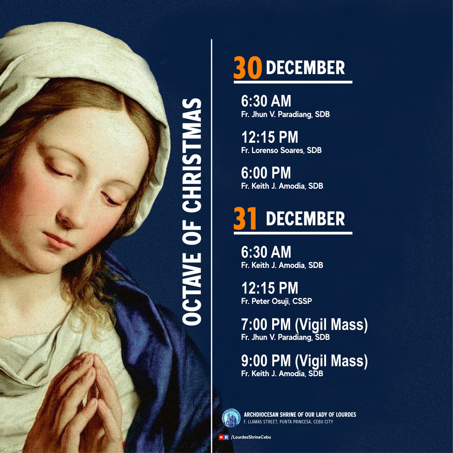 LOURDES SHRINE CEBU - OCTAVE OF CHRISTMAS DEC. 30-31, 2024 Archdiocesan ...
