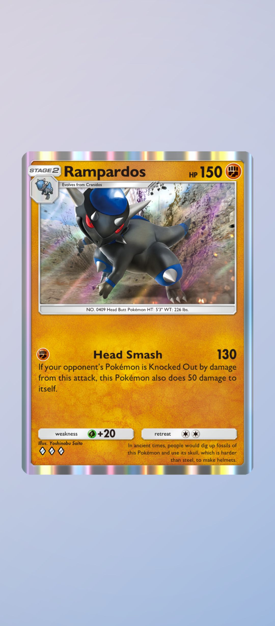 rampardos pokemon card LV.48 - DPBP #468 Colorless Artist Pokmon TCG - RAMPARDOS -