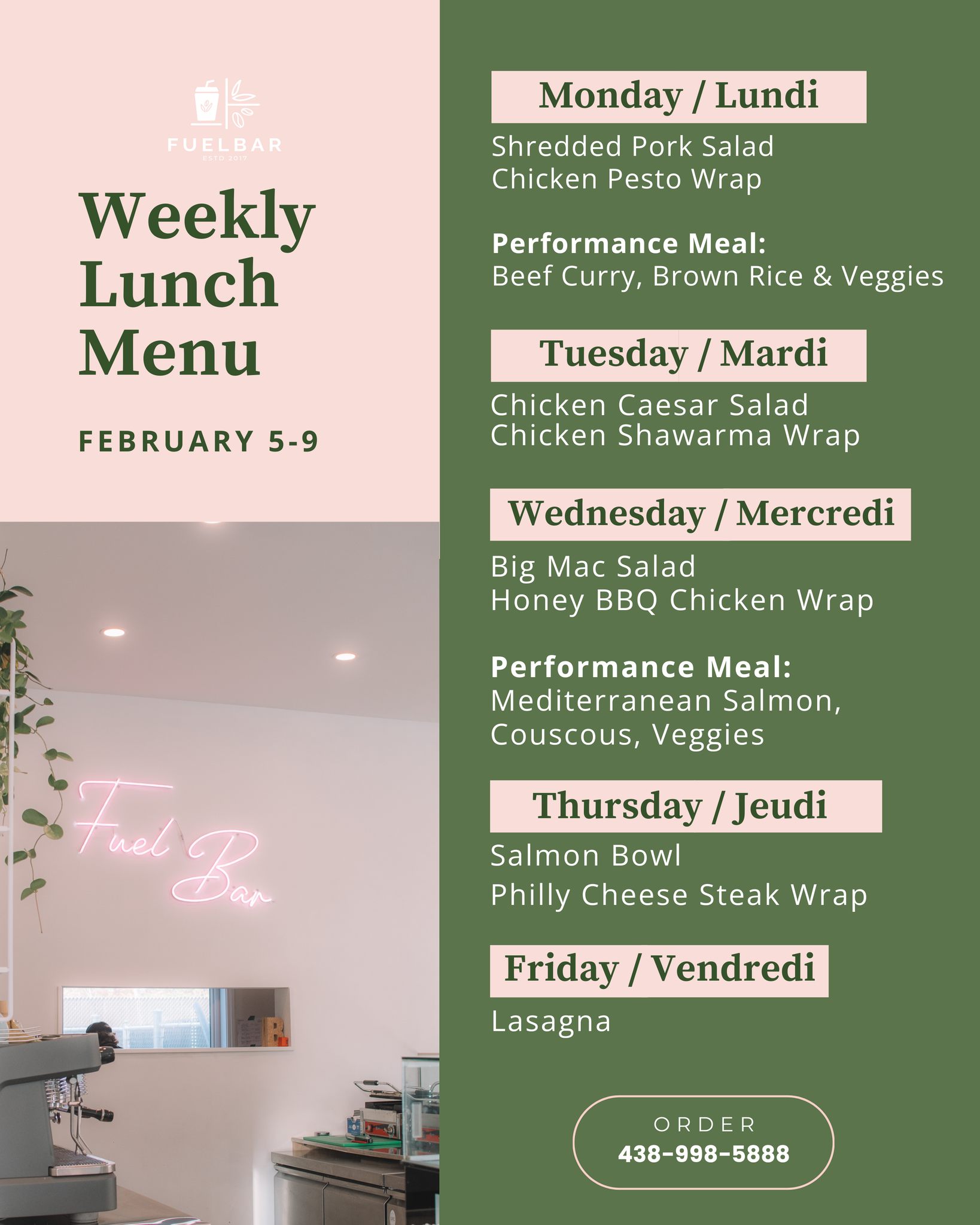 Fuel Bar - New week, New menu! Fuel up your week with our...