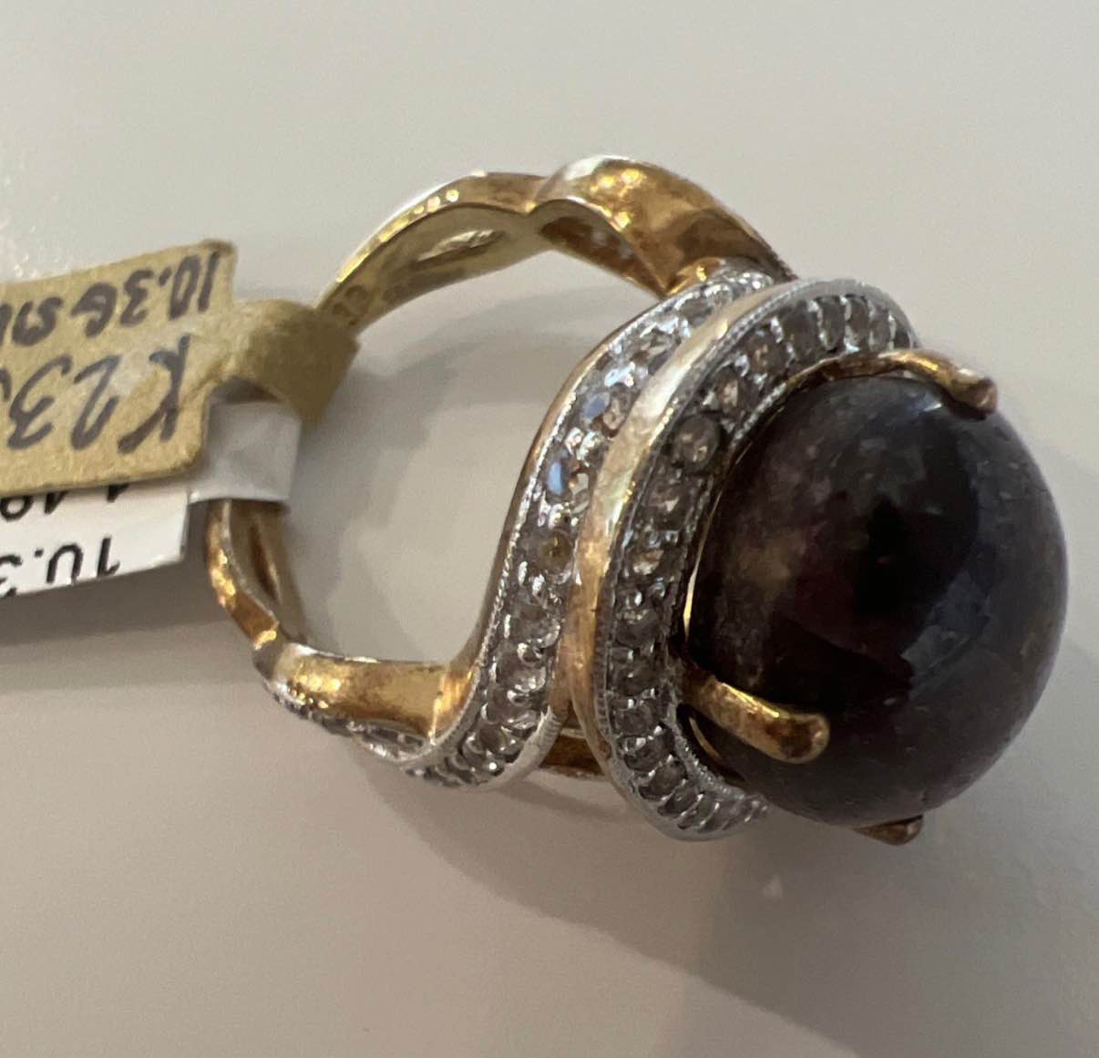 Vintage Ruby Ring, Colorless Topaz Surround, Platinum Plated Over ...