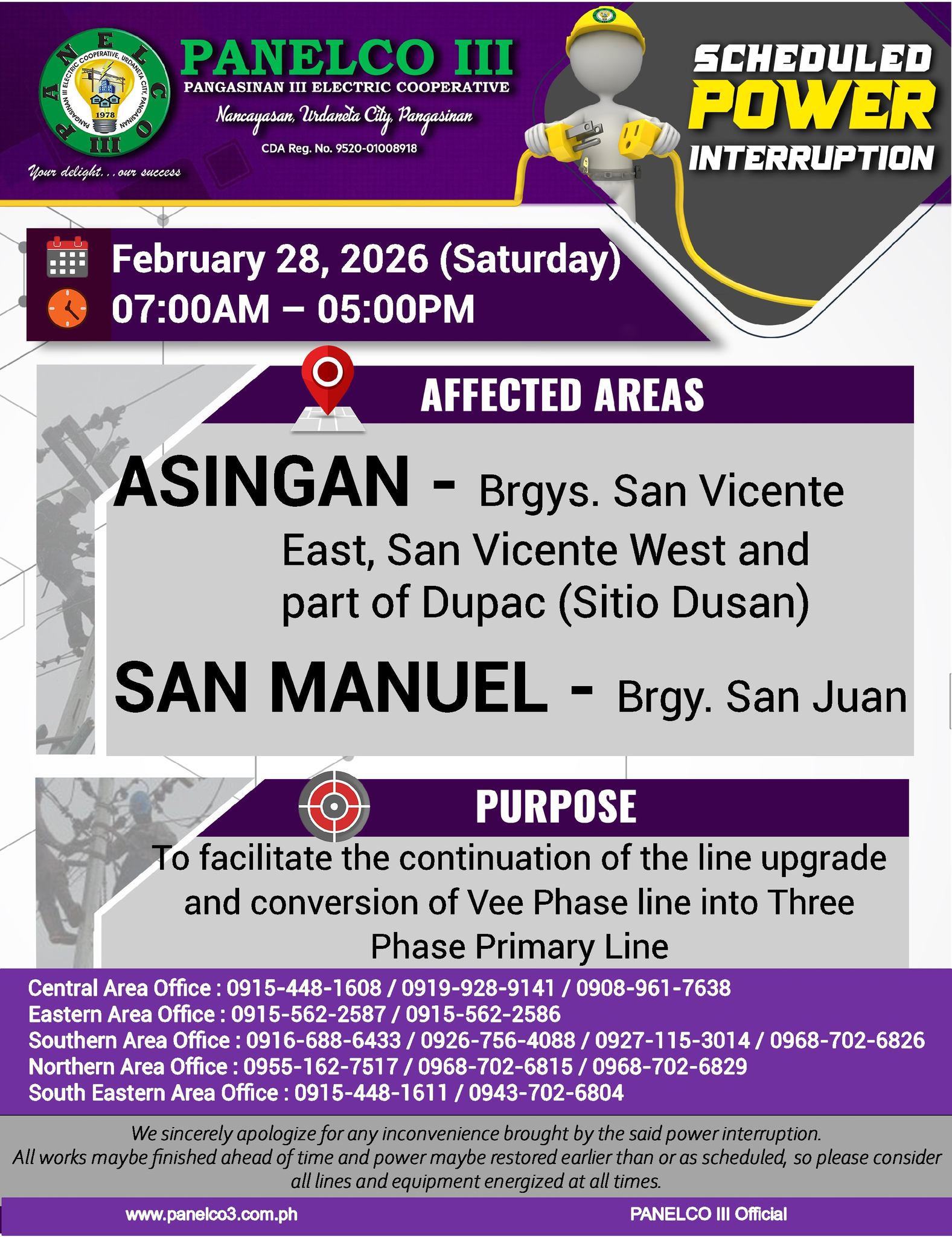 PANELCO - NOTICE OF SCHEDULED POWER INTERRUPTION DATE: February 28 ...