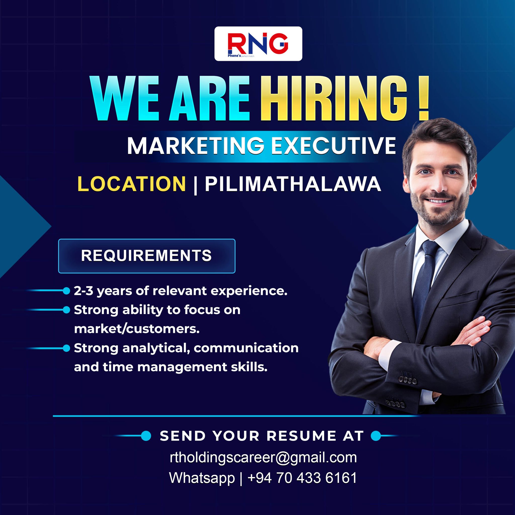 RNG - WE ARE HIRING! MARKETING EXECUTIVE Join RNG, a leading company in ...