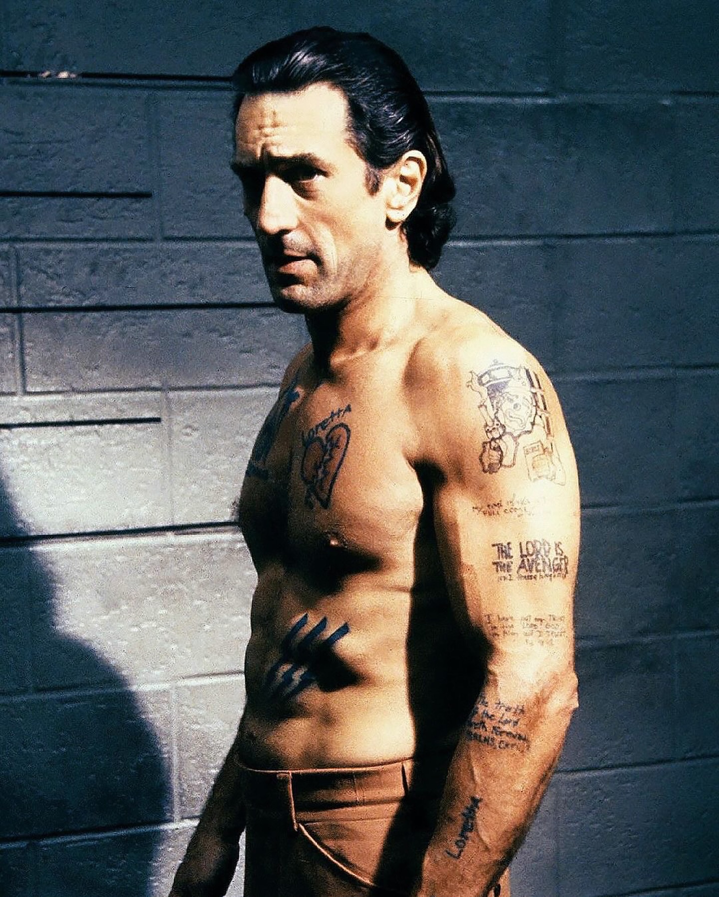 These tats are awesome! @filmatic Robert De Niro as Max Cady in