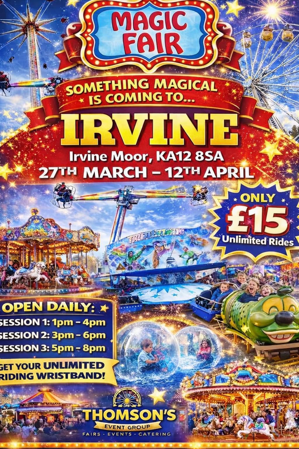 Taylor's Of Edinburgh Funfair at the Falkirk Stadium March 2026. They ...