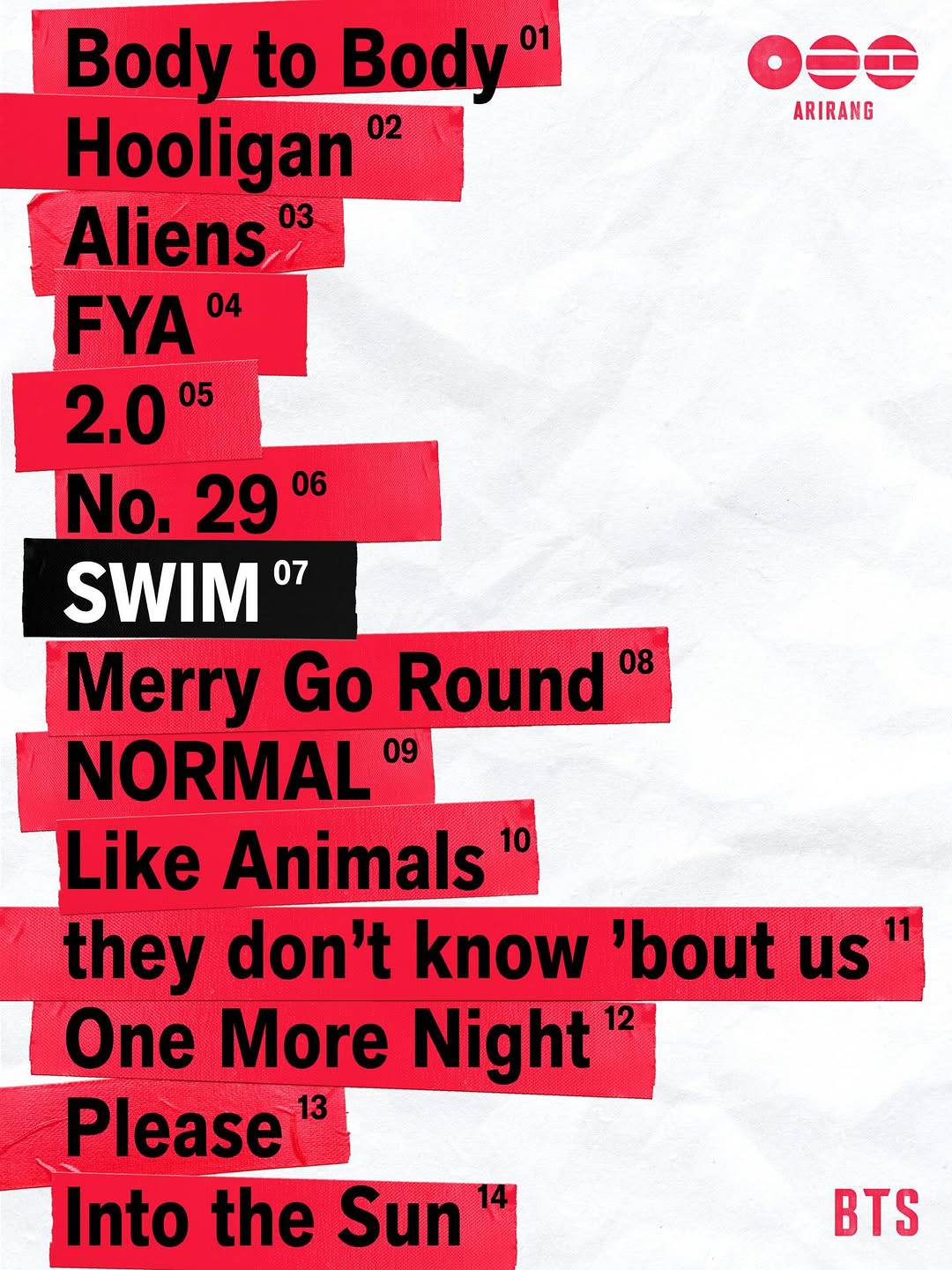 BTS “SWIM” is the tittle track of #BTS_ARIRANG 🚨