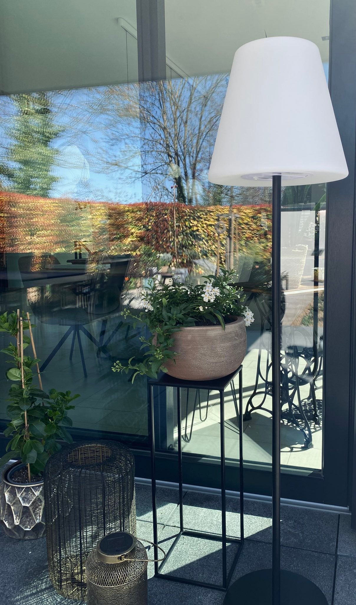 Heute gibt's tolle Outdoor-Solarleuchten bei Aldi Süd • Die große Stehleuchte hat Dimmfunktion und 7 auswählbare Lichtfarben 💜💚🩷🧡🩵🤍💛