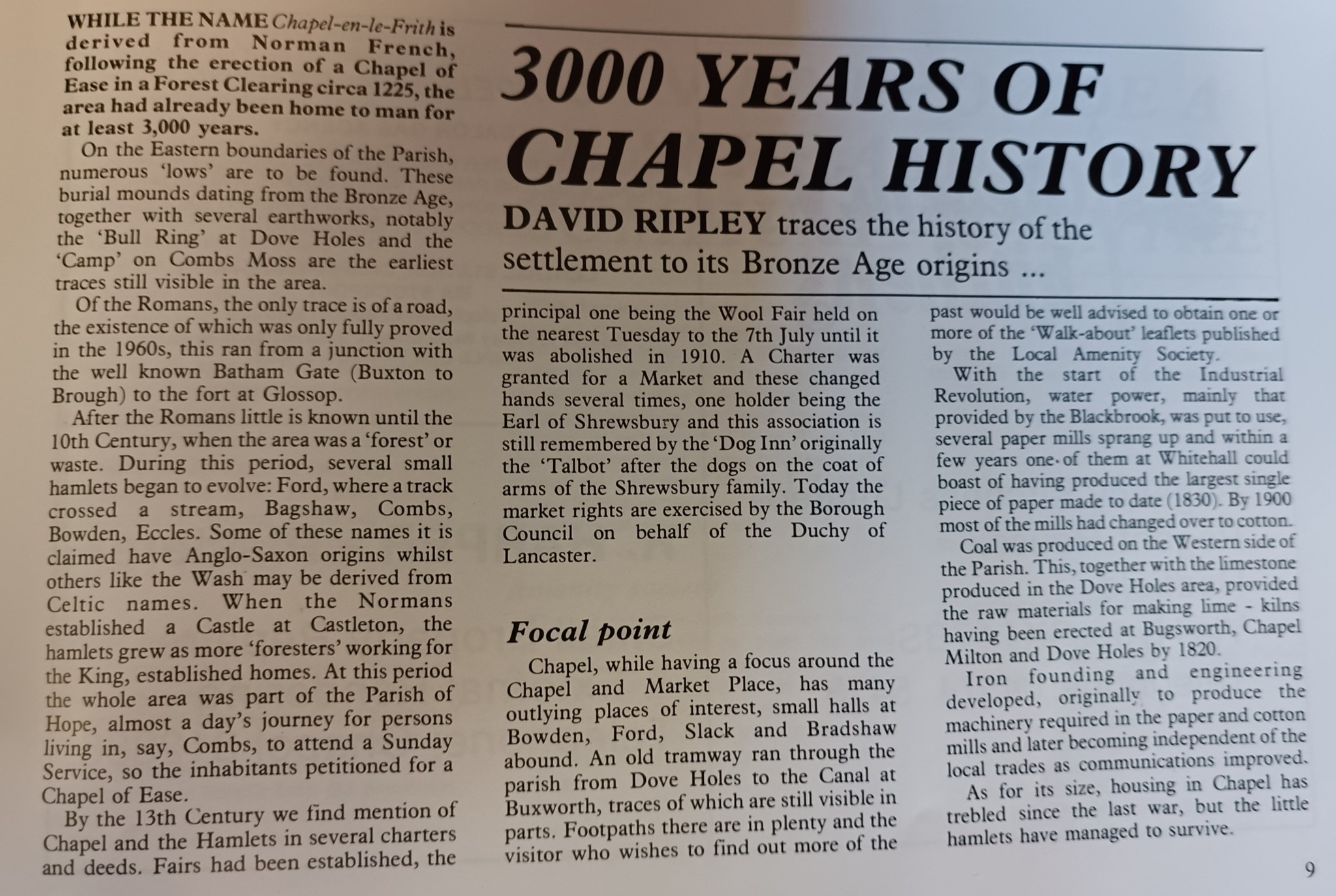 Growing up in Chapel en le frith | David Ripley - the man who wrote the ...