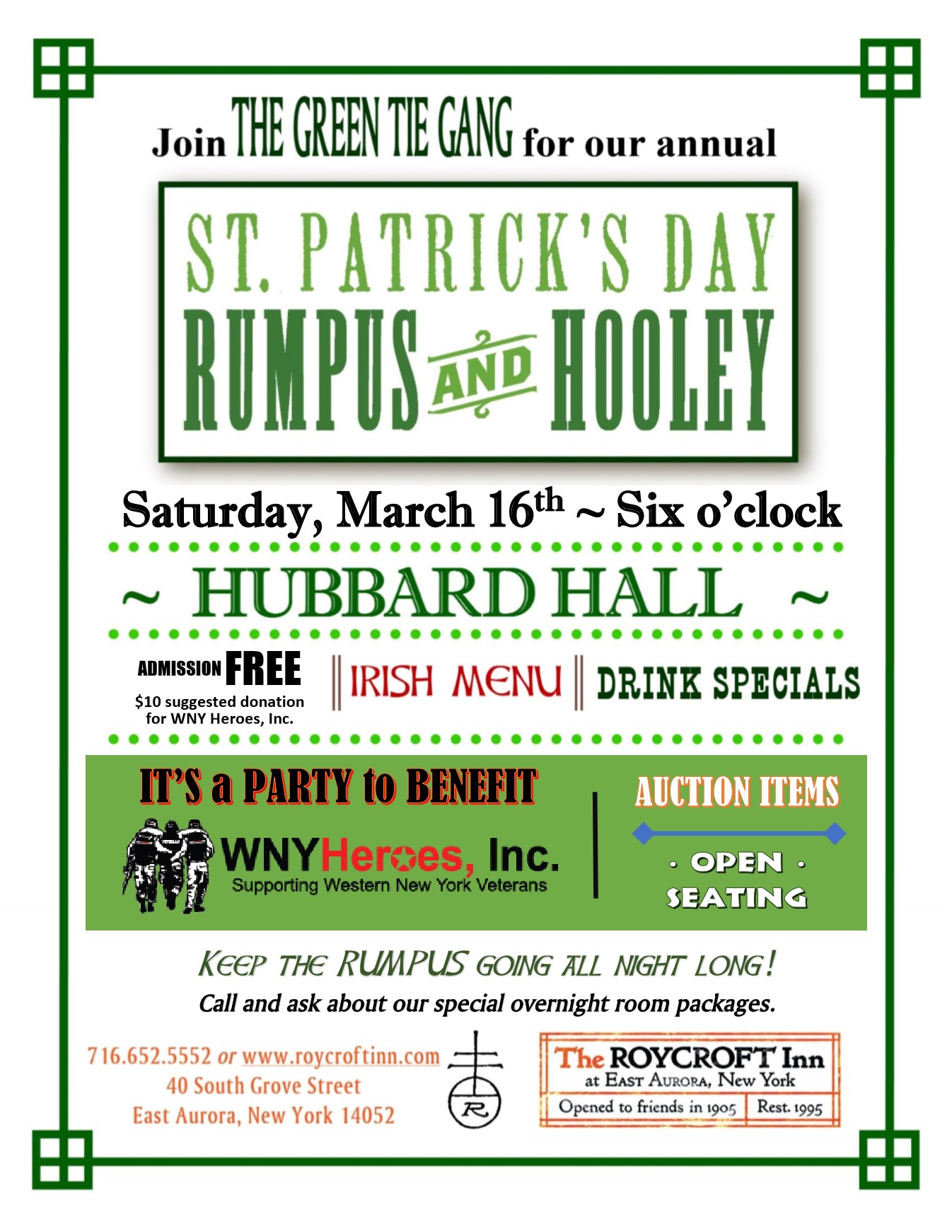 🍀☘️🍀Get ready for an unforgettable... - The Roycroft Inn