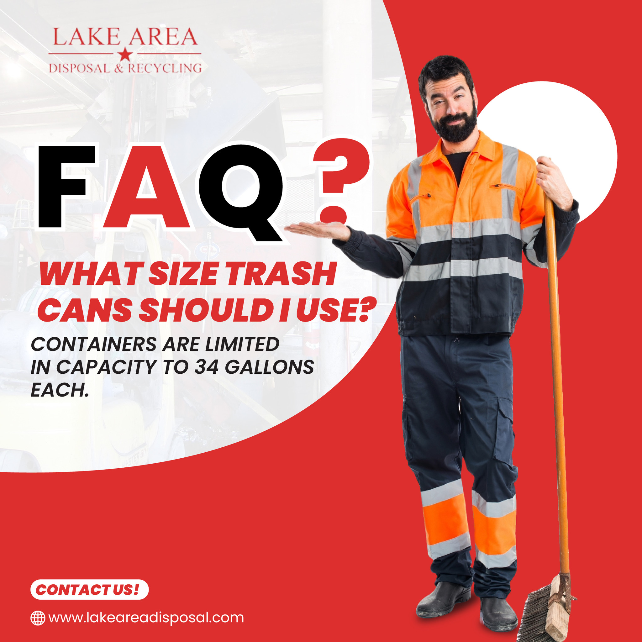 🗑️ FAQ: What Size Trash Cans Should I... - Lake Area Disposal | Facebook