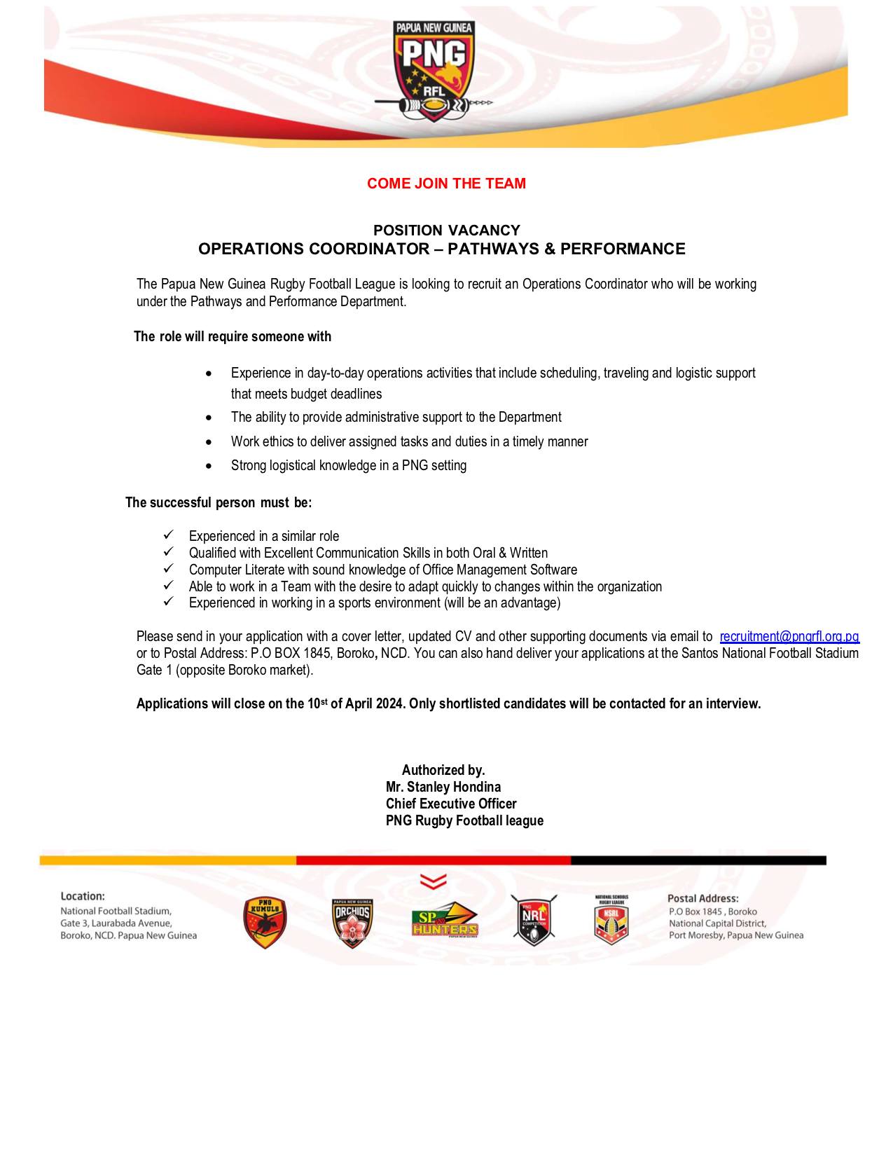 COME JOIN THE... - Papua New Guinea Rugby Football League