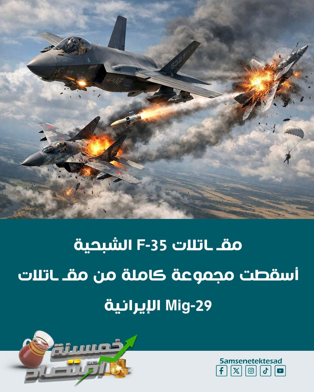 خمسينة اقتصاد - F-35 غلبت ميج🤚 مقـ ـاتلات F-35 الشبحية... | Facebook