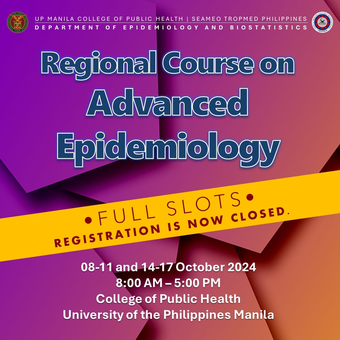 ‼️ UPDATE ‼️ Registration for the Regional Course on Advanced ...