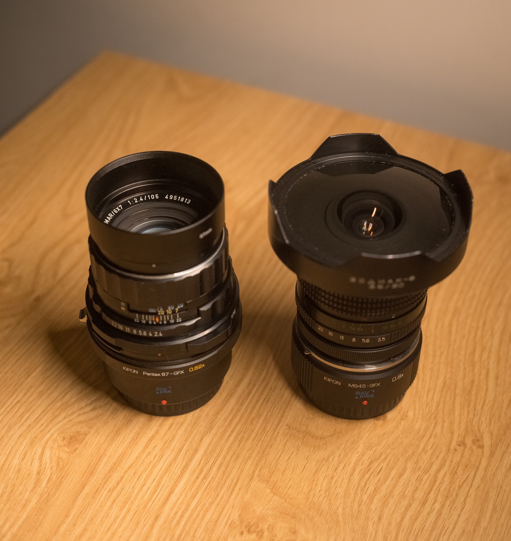 New Kipon Pentax 67-GFX 0.62x focal reducer. Rear element is 
