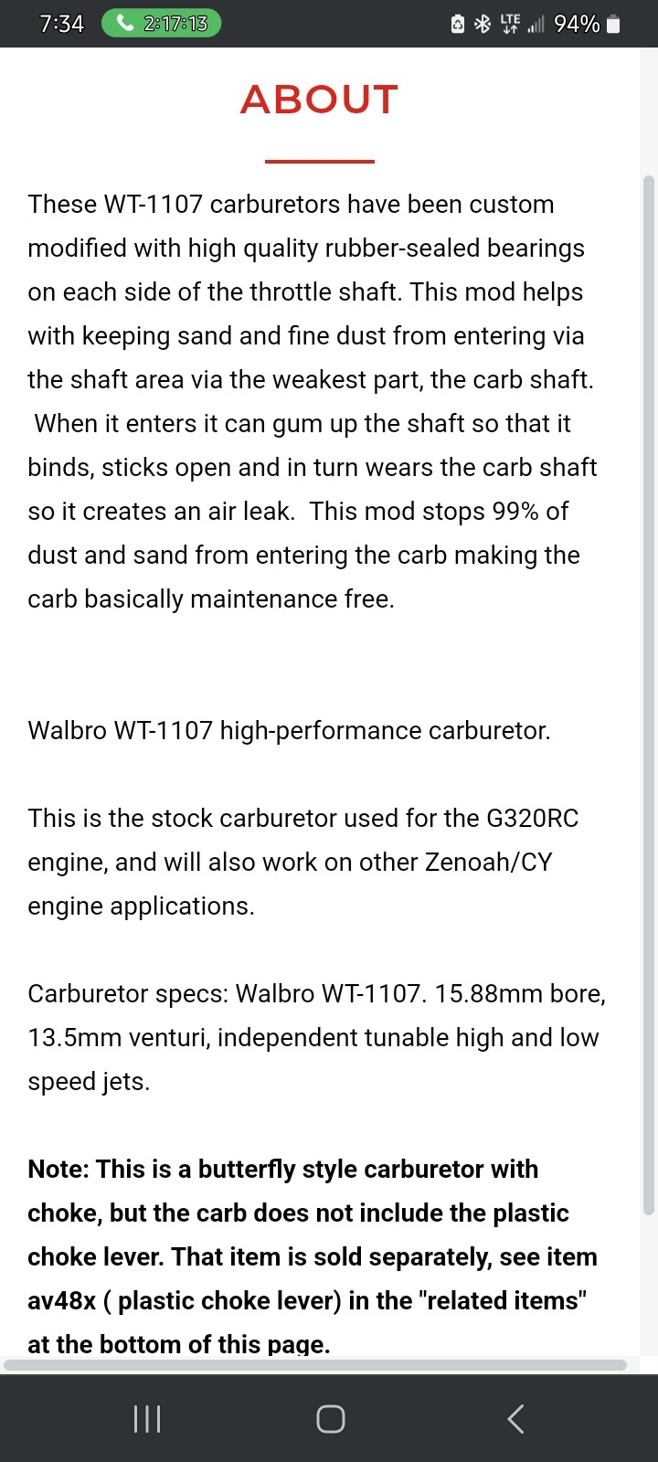 Carburatore Walbro WT 1191 &ndash; Compatibile Zenoah CY &ndash; Per HPI, Losi, Rovan 5B DBXL