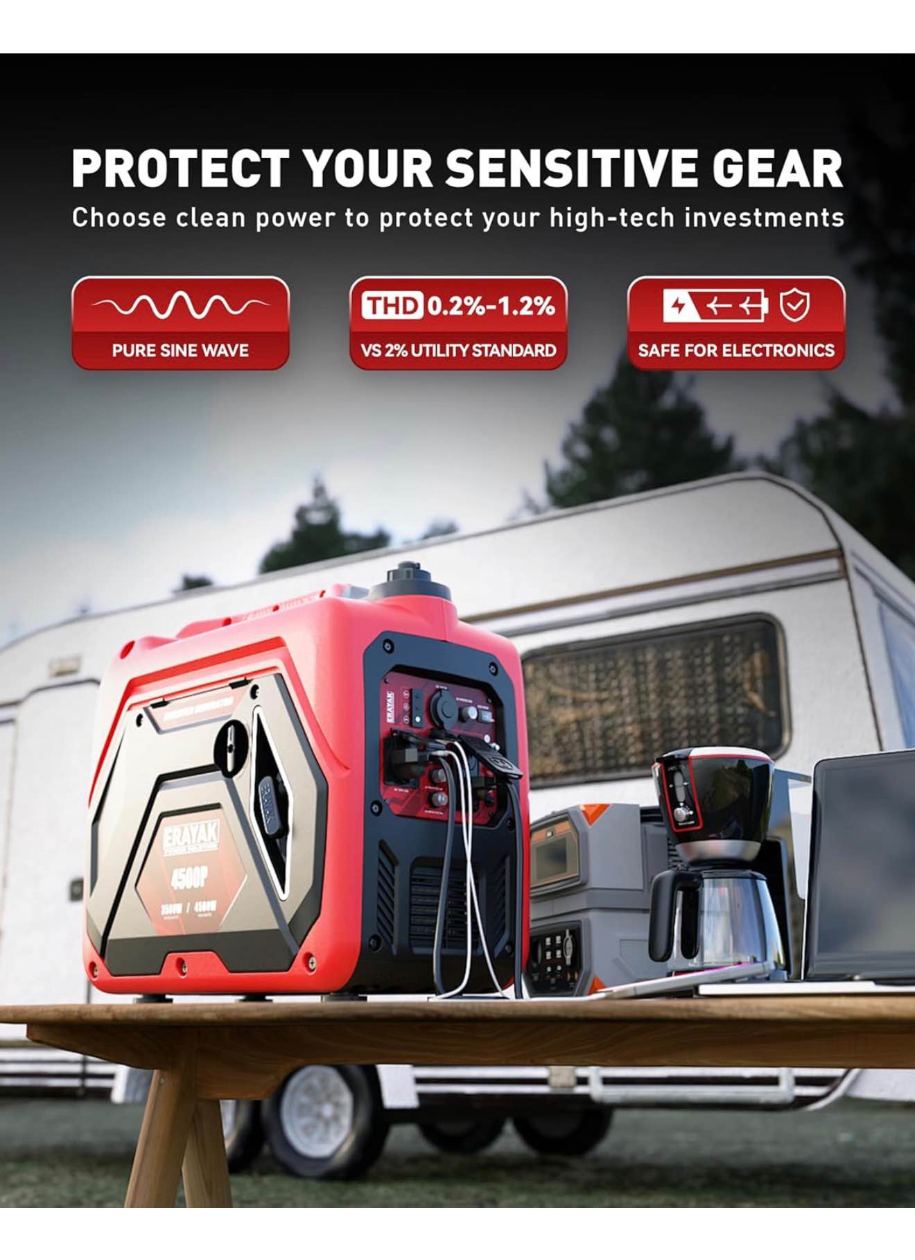 4500W Portable Inverter Generator for Home Use, Super Quiet Small ...