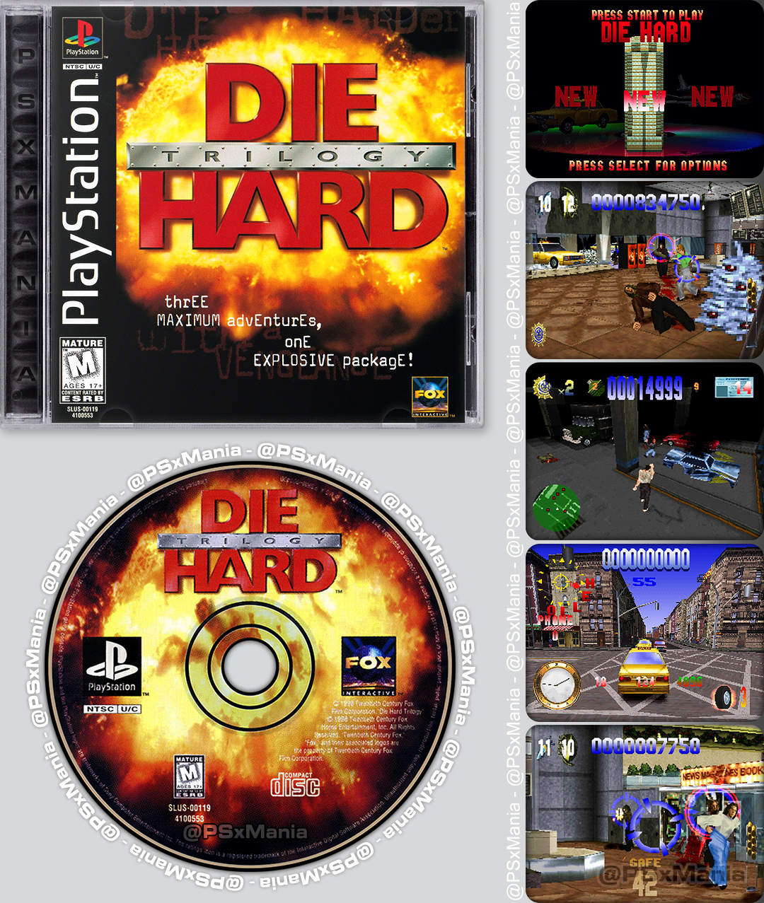 Jeu Die Hard Trilogy - Version PlayStation 1 (PS1) - Jeu D'arcade D'action - État Correct, Jeu Testé Et Fonctionnel