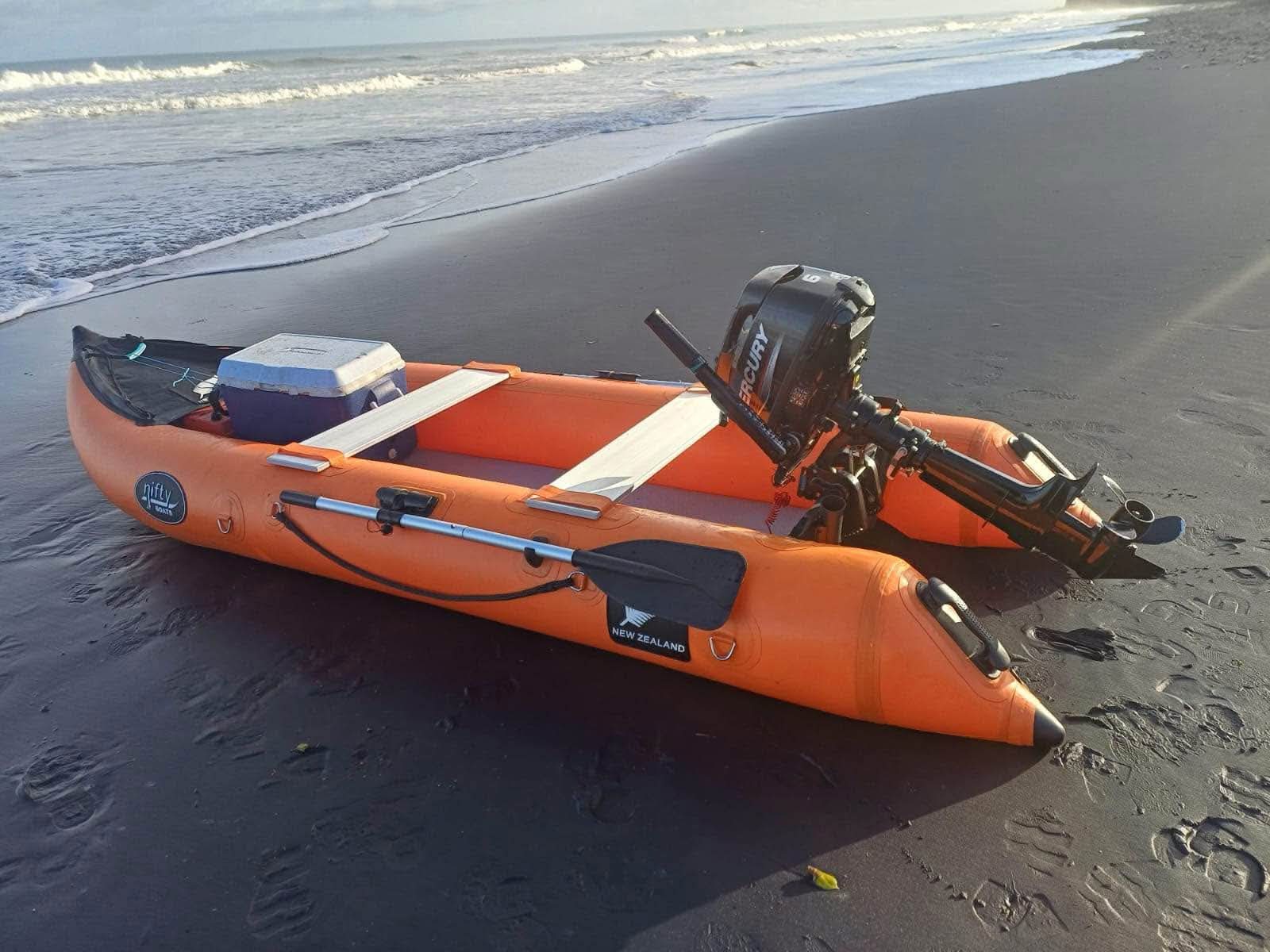 Nifty Ducky Inflatable Fishing Boat + 6HP Mercury 4-Stroke Motor ...