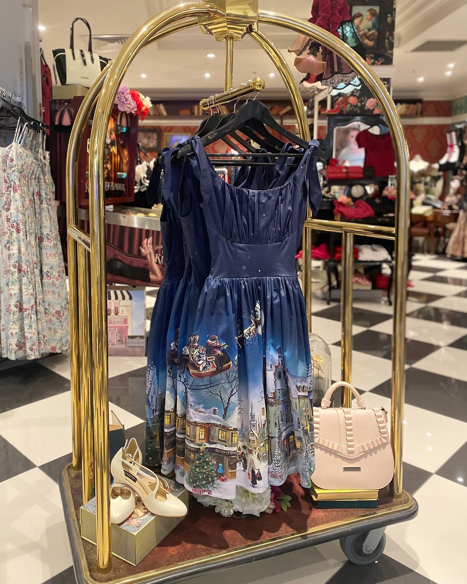 chiffon dresses on sale Andie Maxi Dress Blue / L Color:Blue Flora NPU-Nicole-202534 Boned and Fully Lined Elitara Minimalist Structuralist Handcrafted