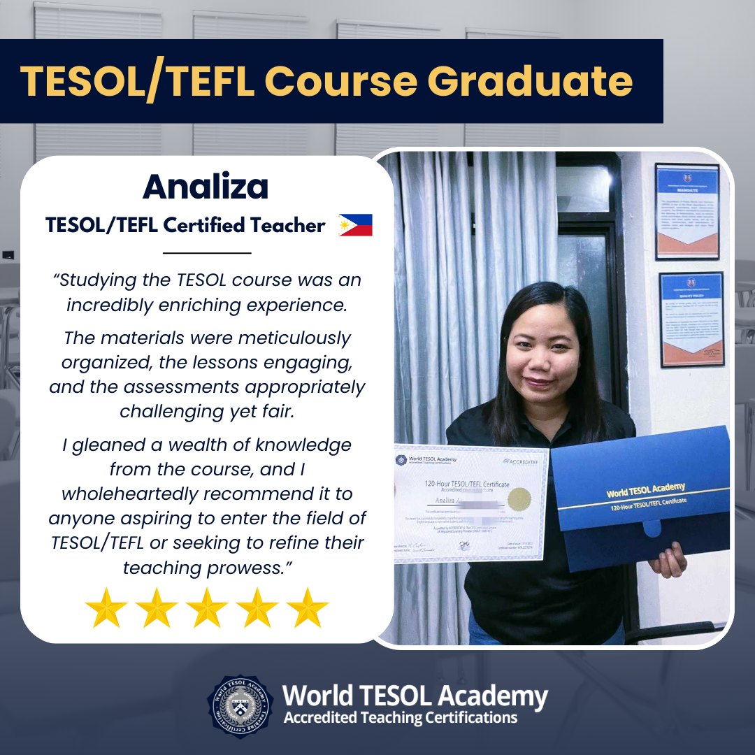 🎓 Analiza - TESOL/TEFL course... - World TESOL Academy